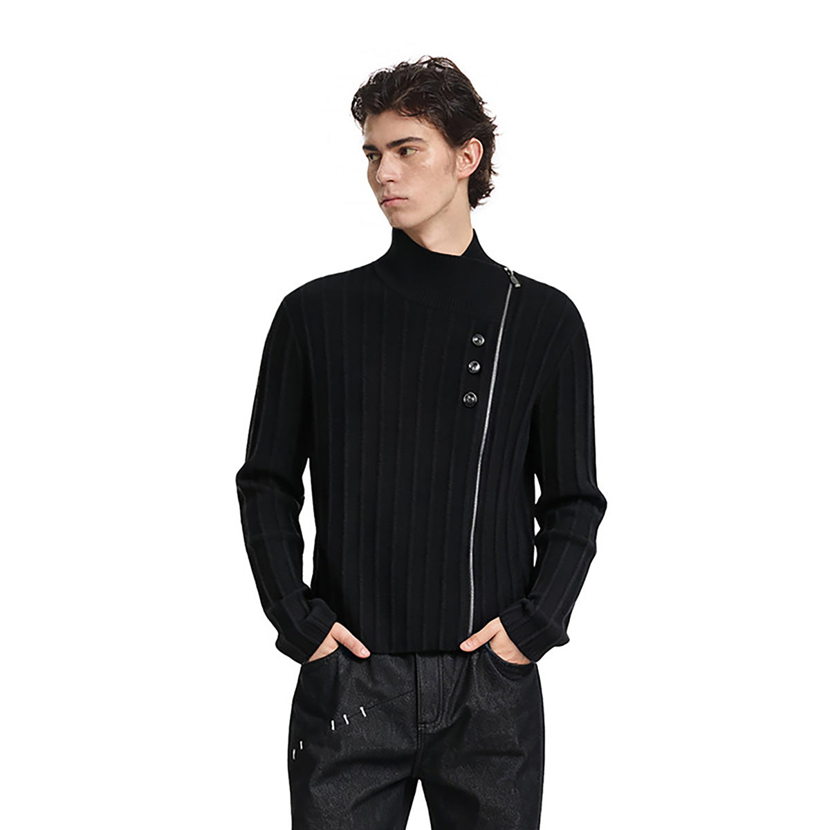 KREATE Deconstructed Cable-Knit Asymmetrical Cardigan