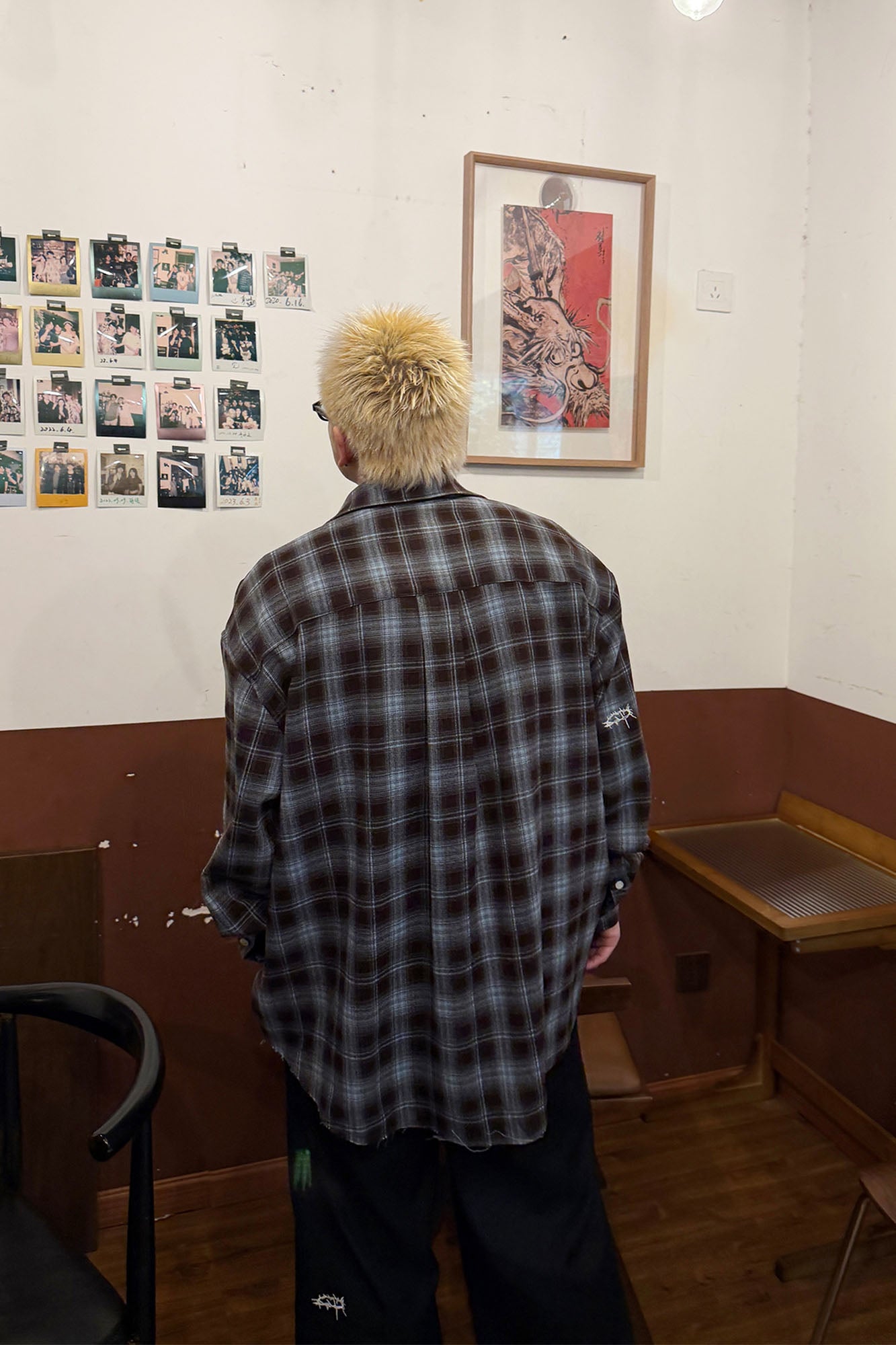 UNDERWATER Plaid Raw Edge Shirt  Blue