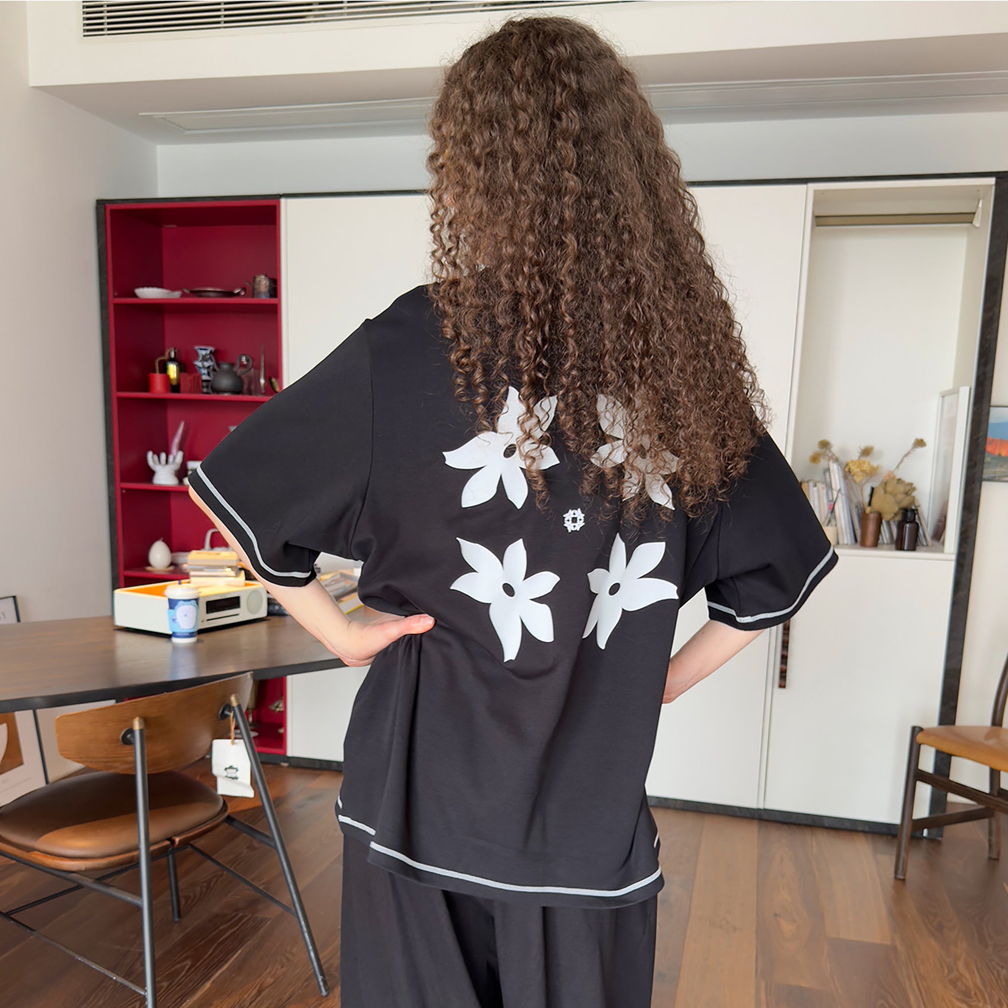 【メッシです】ENFOLD FLOWER SHIRT MIICHOUS Contrast Piping Floral Graphic T-Shirt