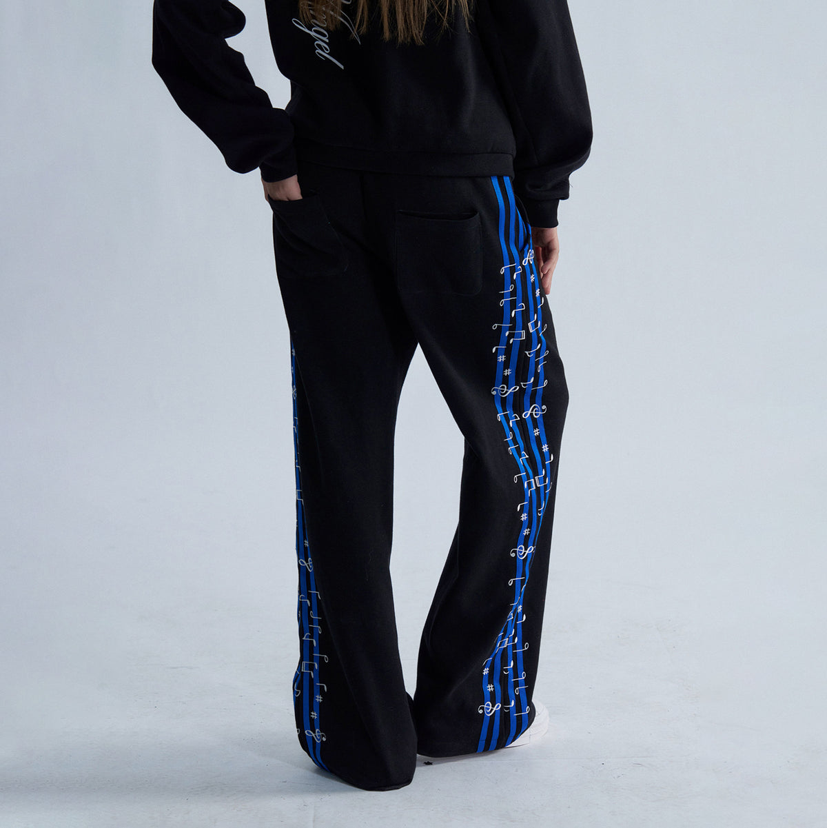 PAIKI Striped Double-Waistband Straight-Leg Sweatpants