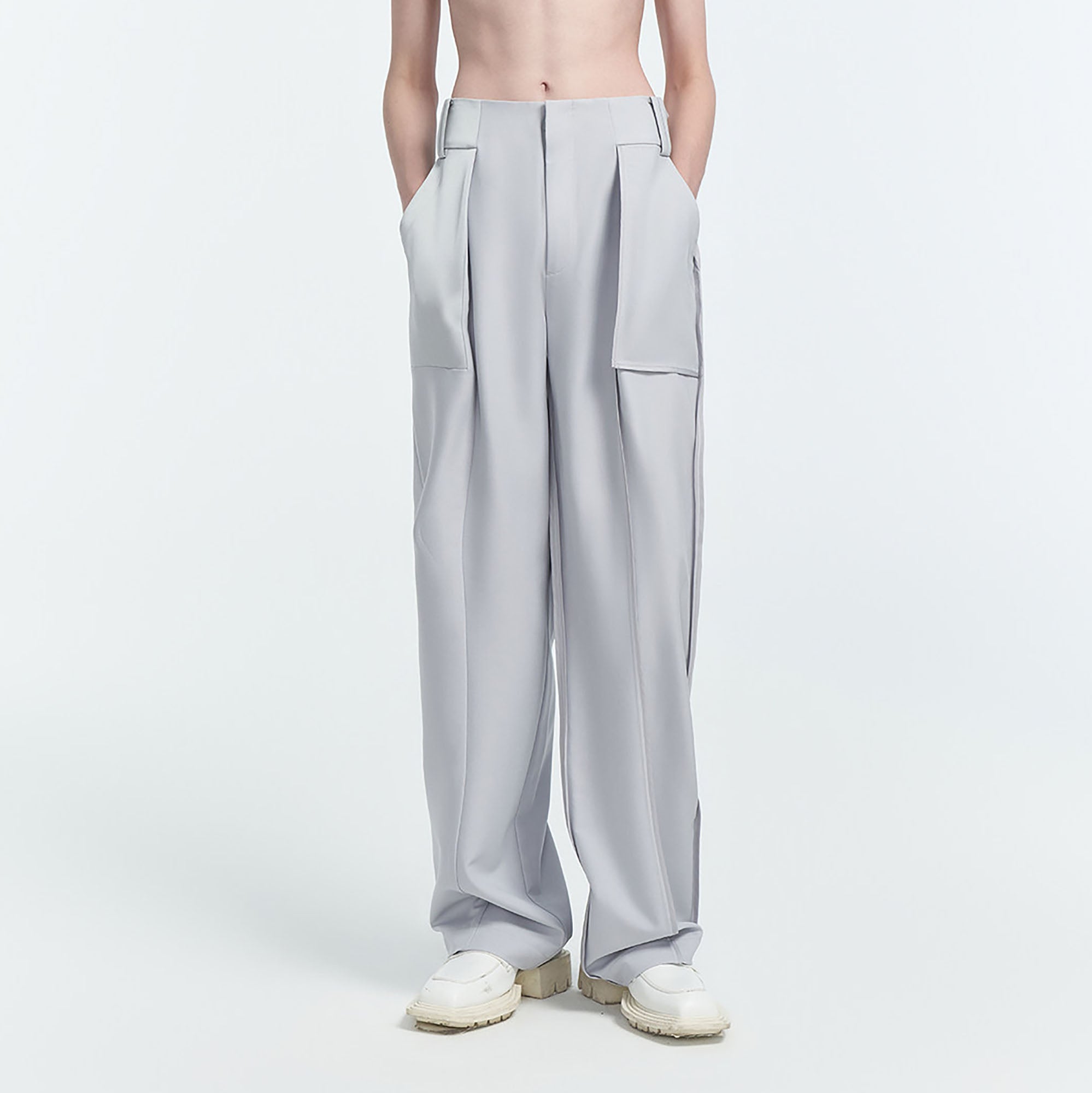 TIWILLTANG Satin Panel Straight-Leg Pants