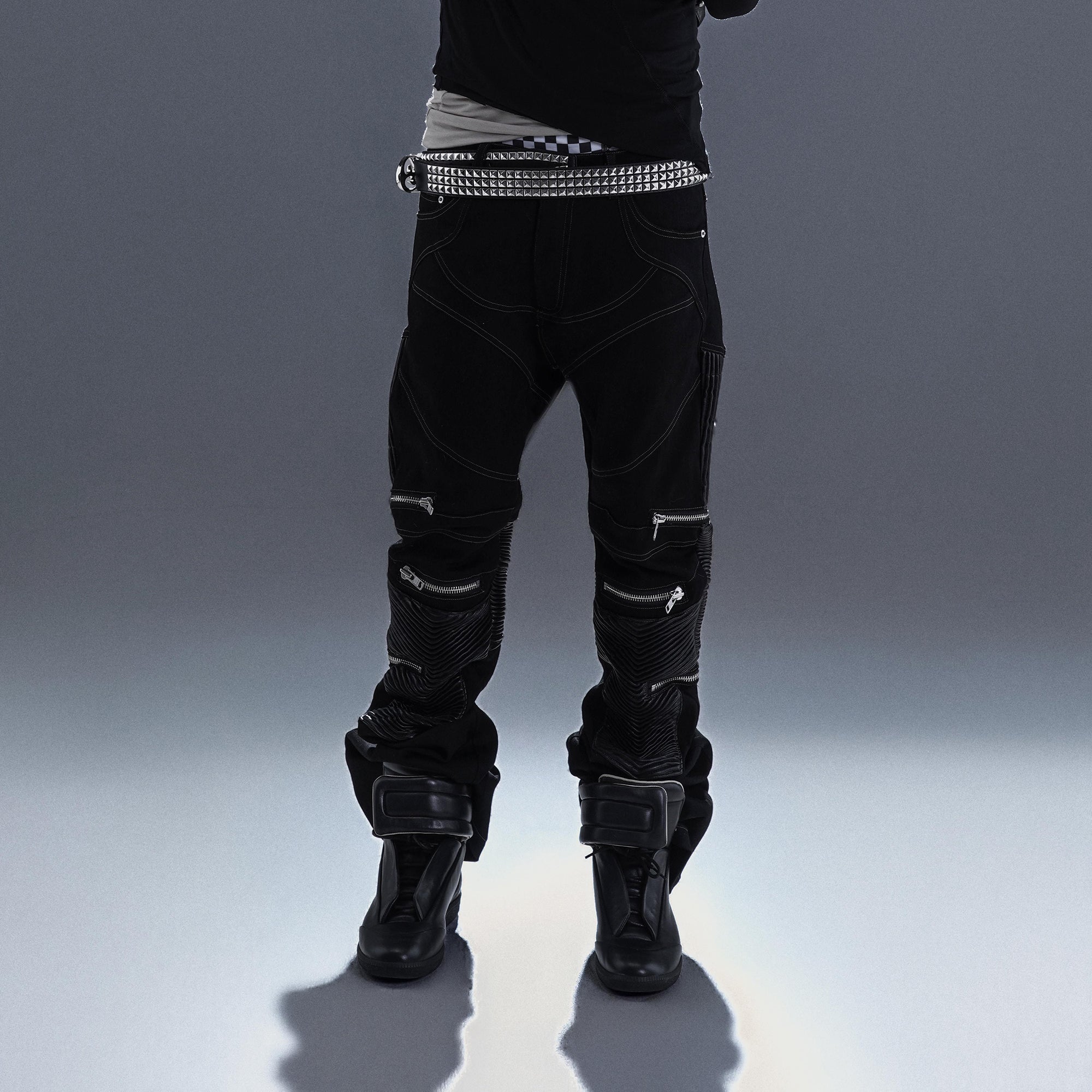 PCCVISION Multi-Zip Stitched Slim Pants