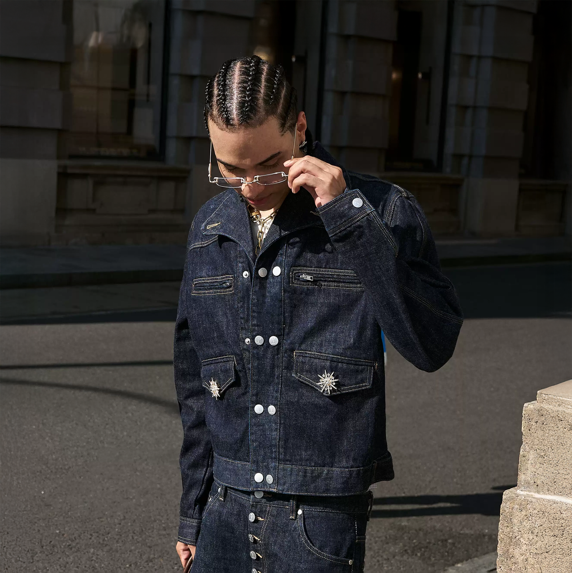 STEEPC Selvedge Double-Breasted Lapel Denim Jacket