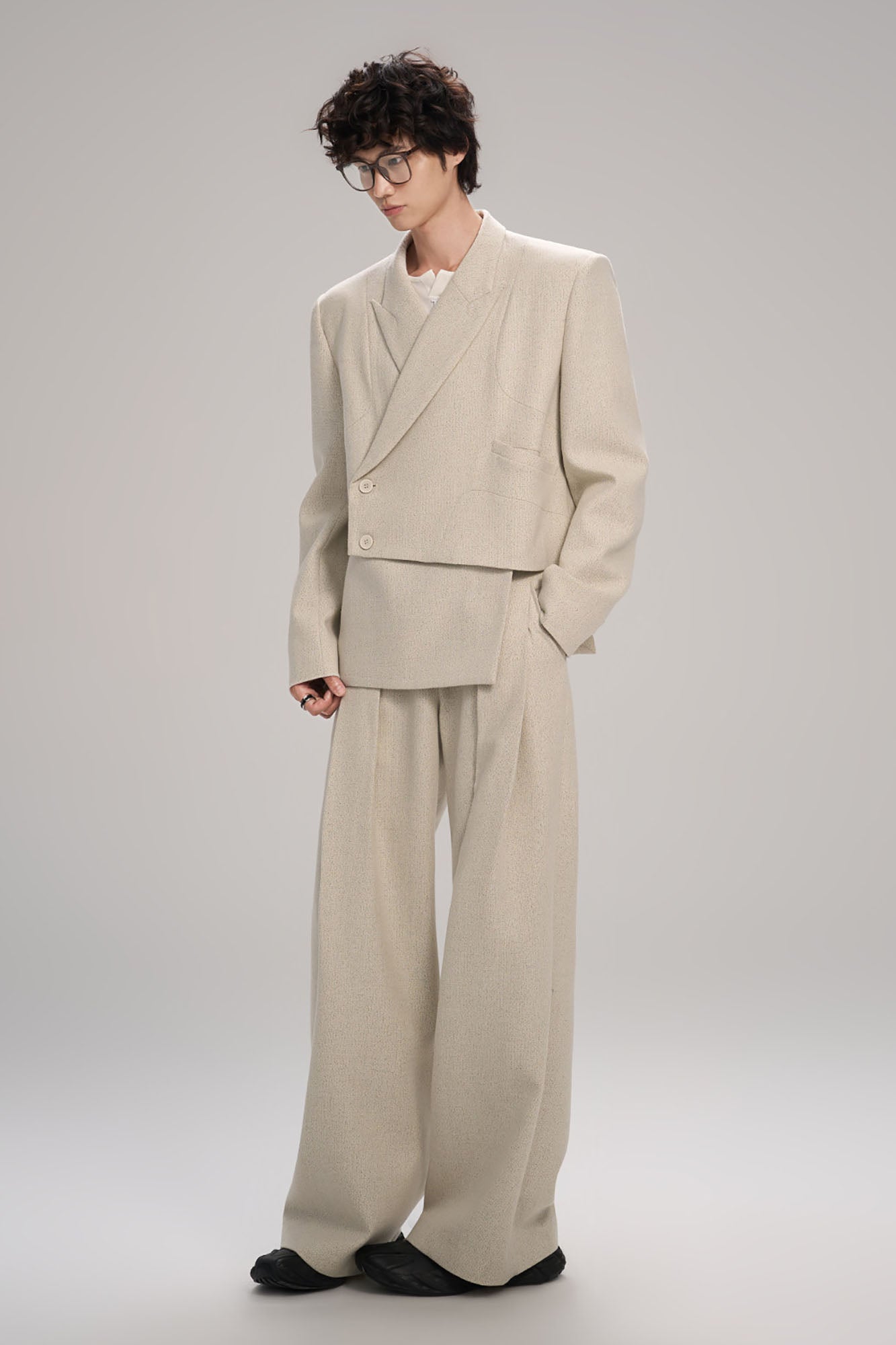 TIWILLTANG Classic Pleats Wool-Blend Wide-Leg Pants