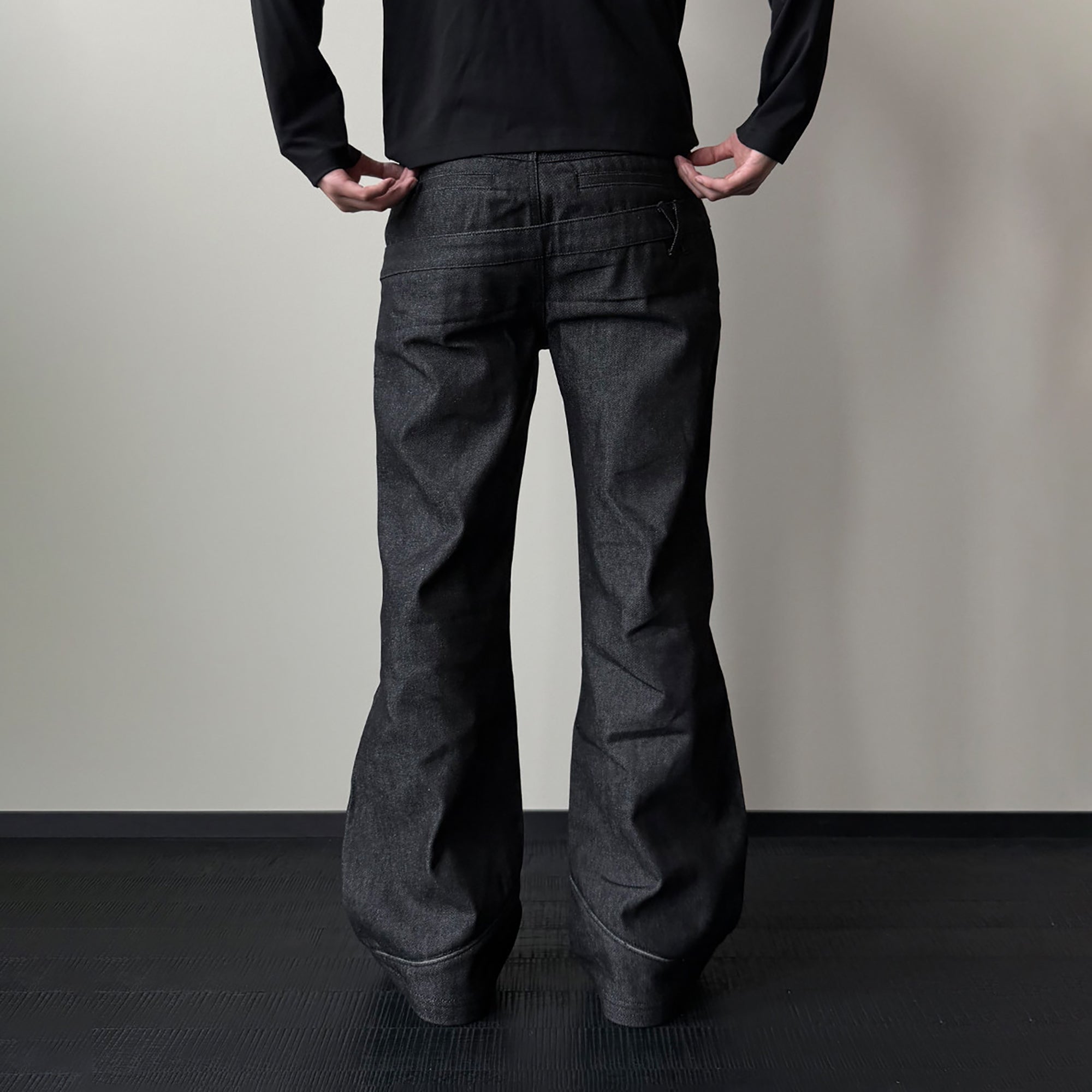 KREATE Double-Waistband Raw Denim Straight-Leg Jeans