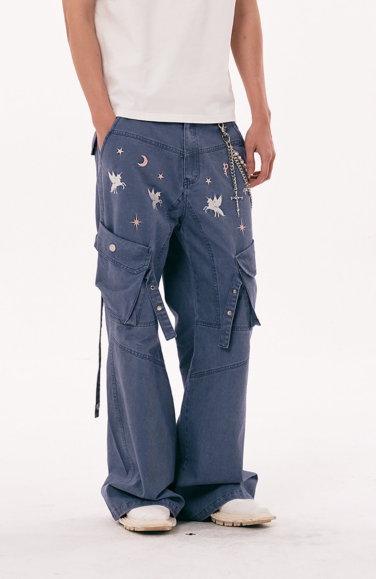 PASET Unicorn Embroidered Cargo Pants