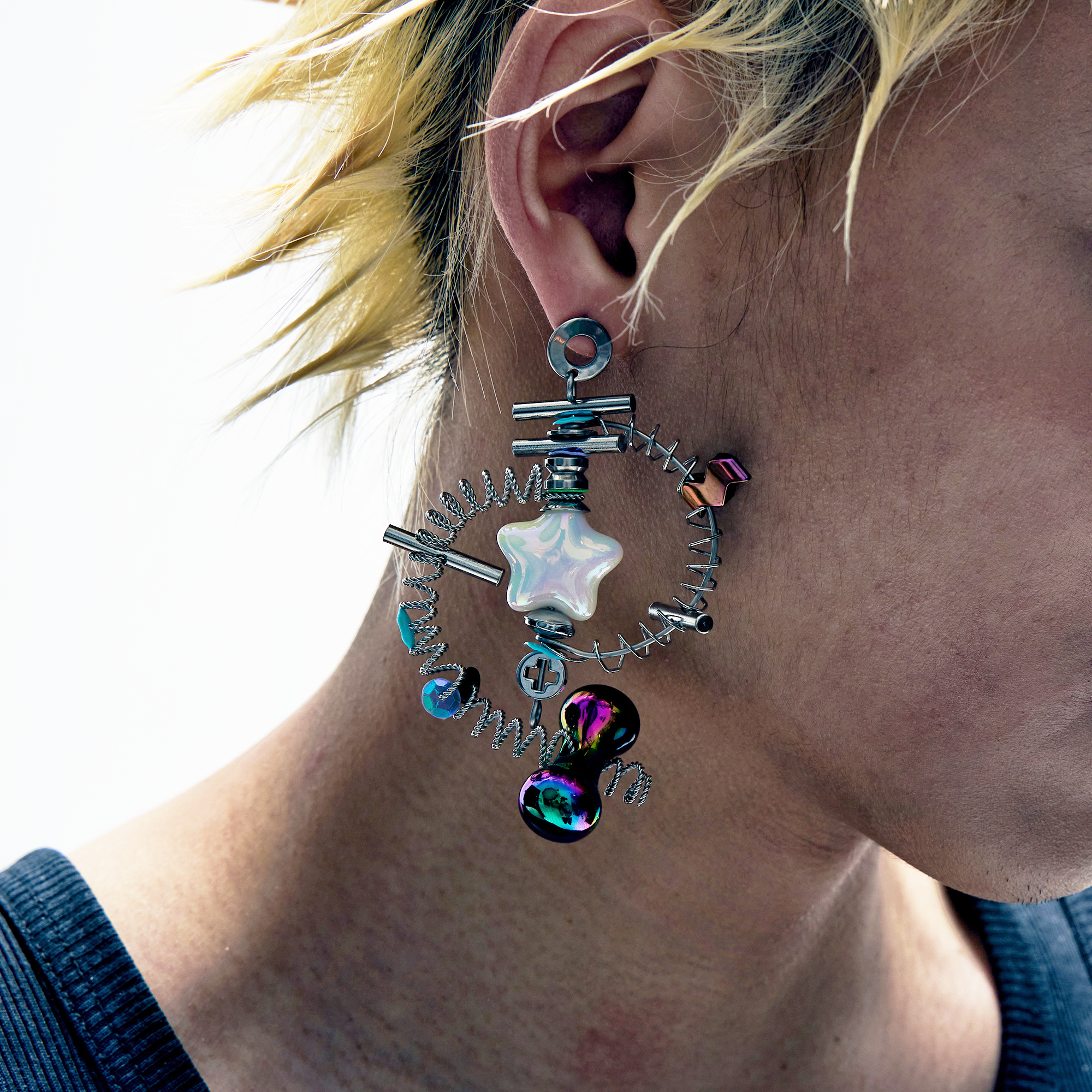 ILLUSORY Industrial Candy Coil Earring, premium urban and streetwear designers apparel on PROJECTISR.com, ILLUSORY