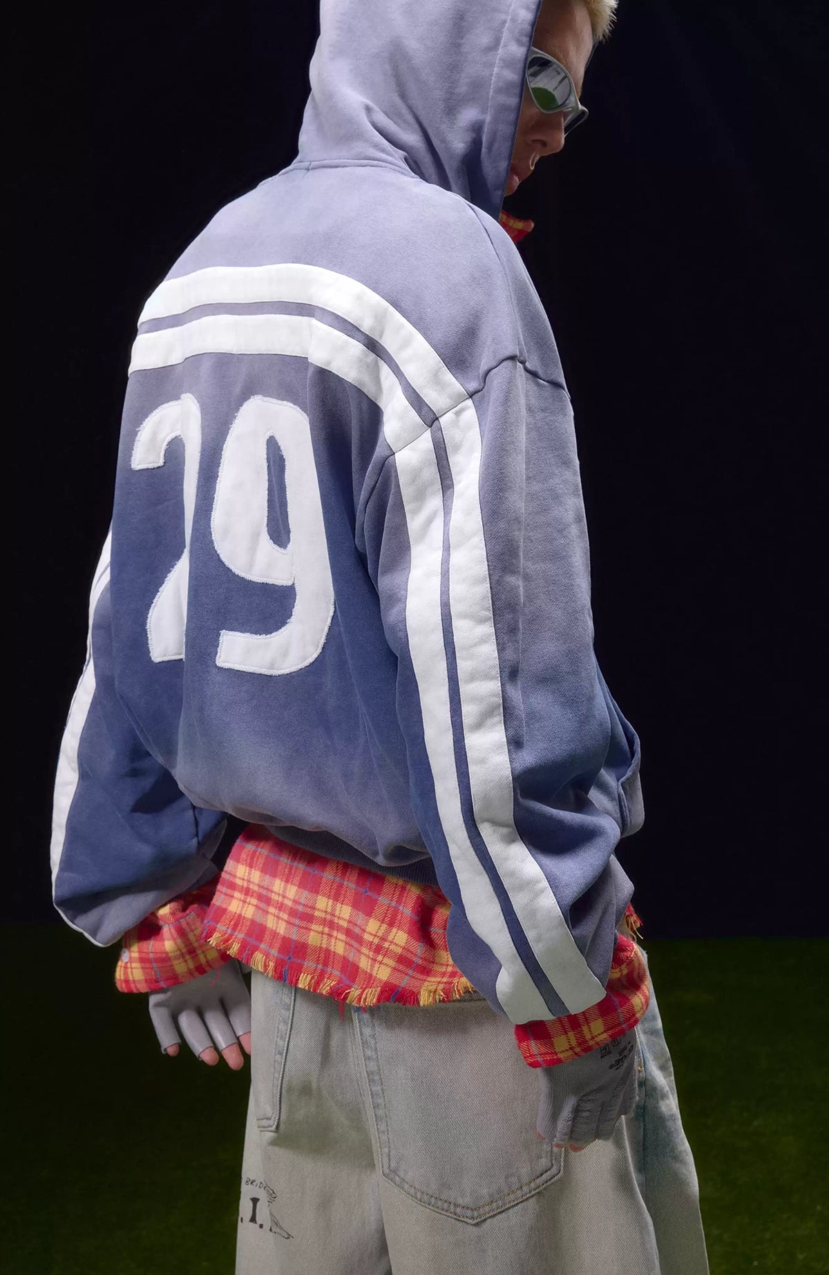 KLICK CLAK Washed Embroidered Zip-Up Hoodie