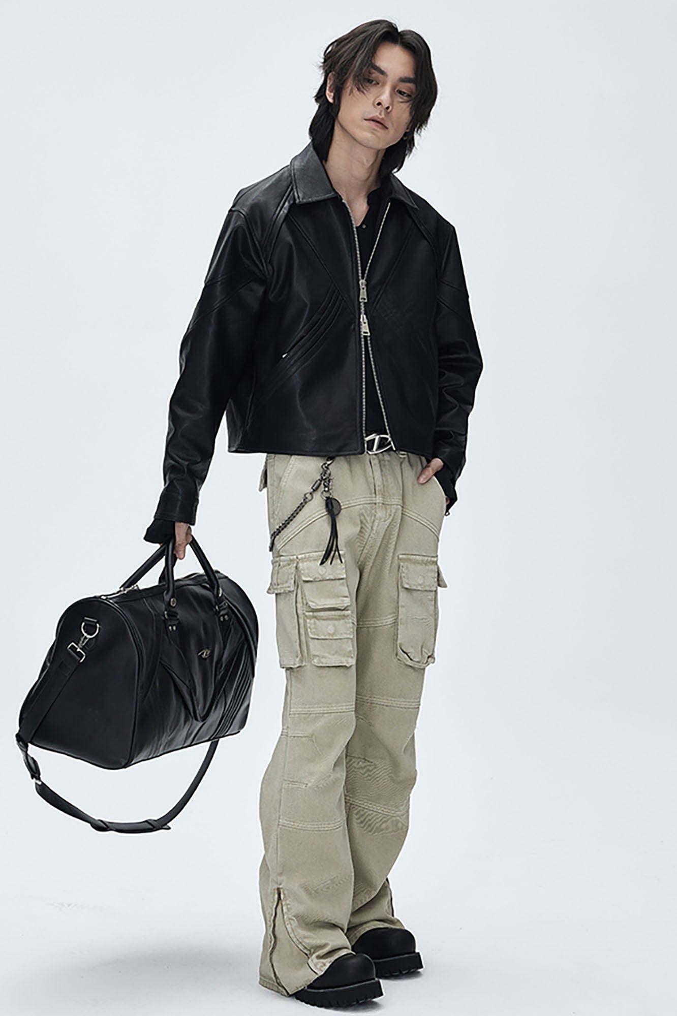 CATSSTAC Paneled Faux Leather Weekender Bag, premium urban and streetwear designers apparel on PROJECTISR.com, CATSSTAC