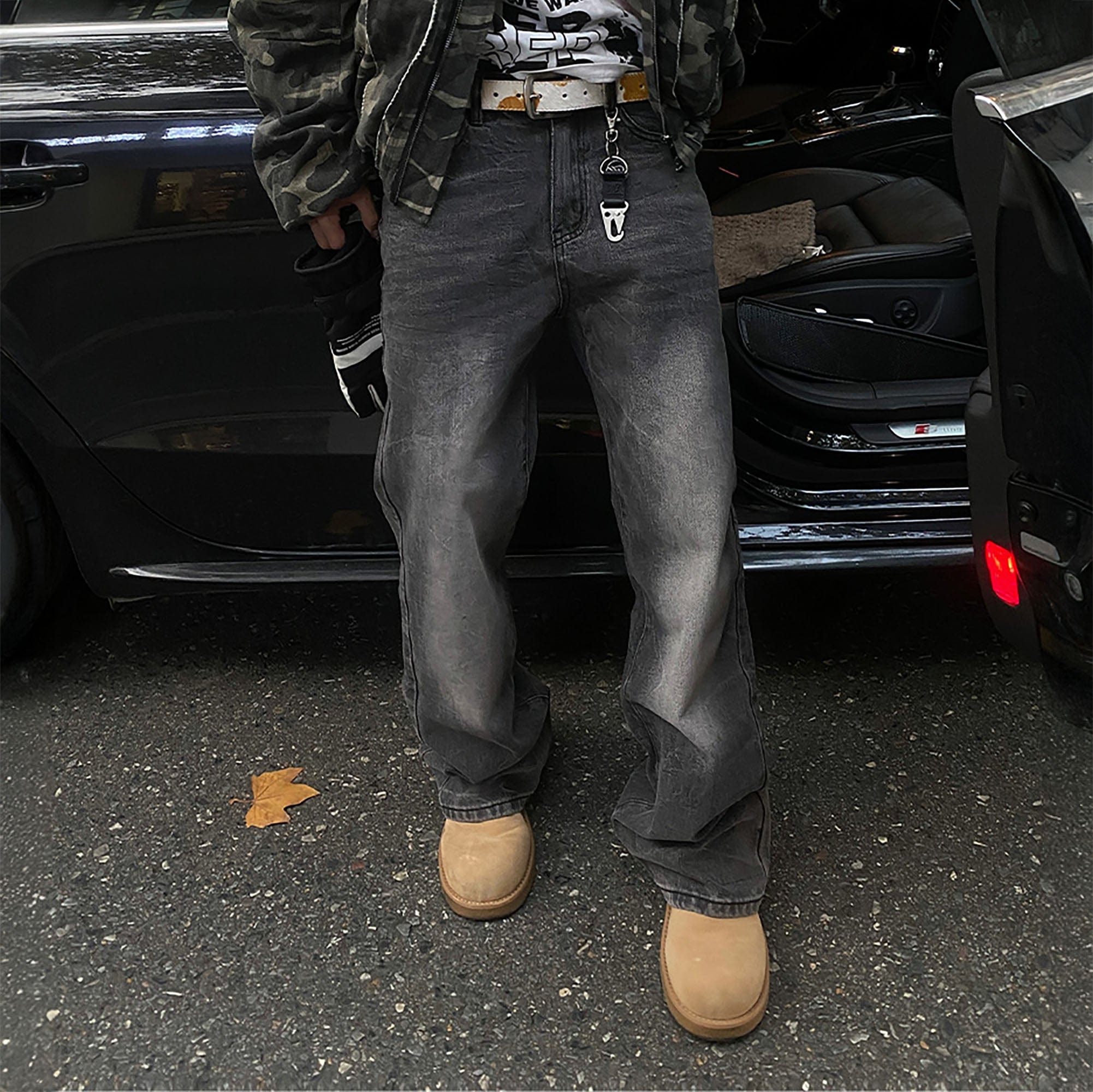 CATSSTAC Wave-Washed Flared Jeans, premium urban and streetwear designers apparel on PROJECTISR.com, CATSSTAC