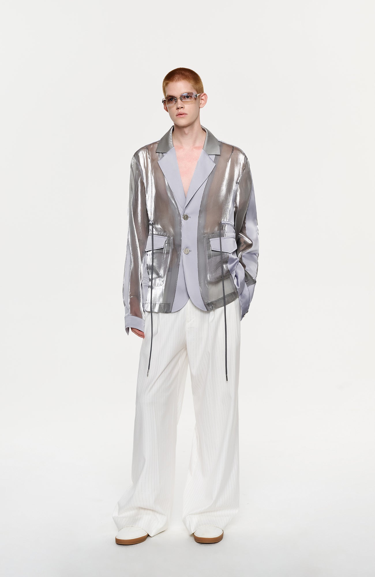 TIWILLTANG Drawstring Lustrous Paneled Blazer
