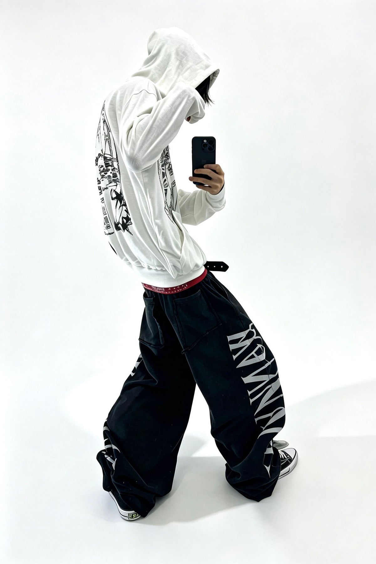 SAXGENWON Dreamcore Thorn Full-Print Zip-Up Hoodie