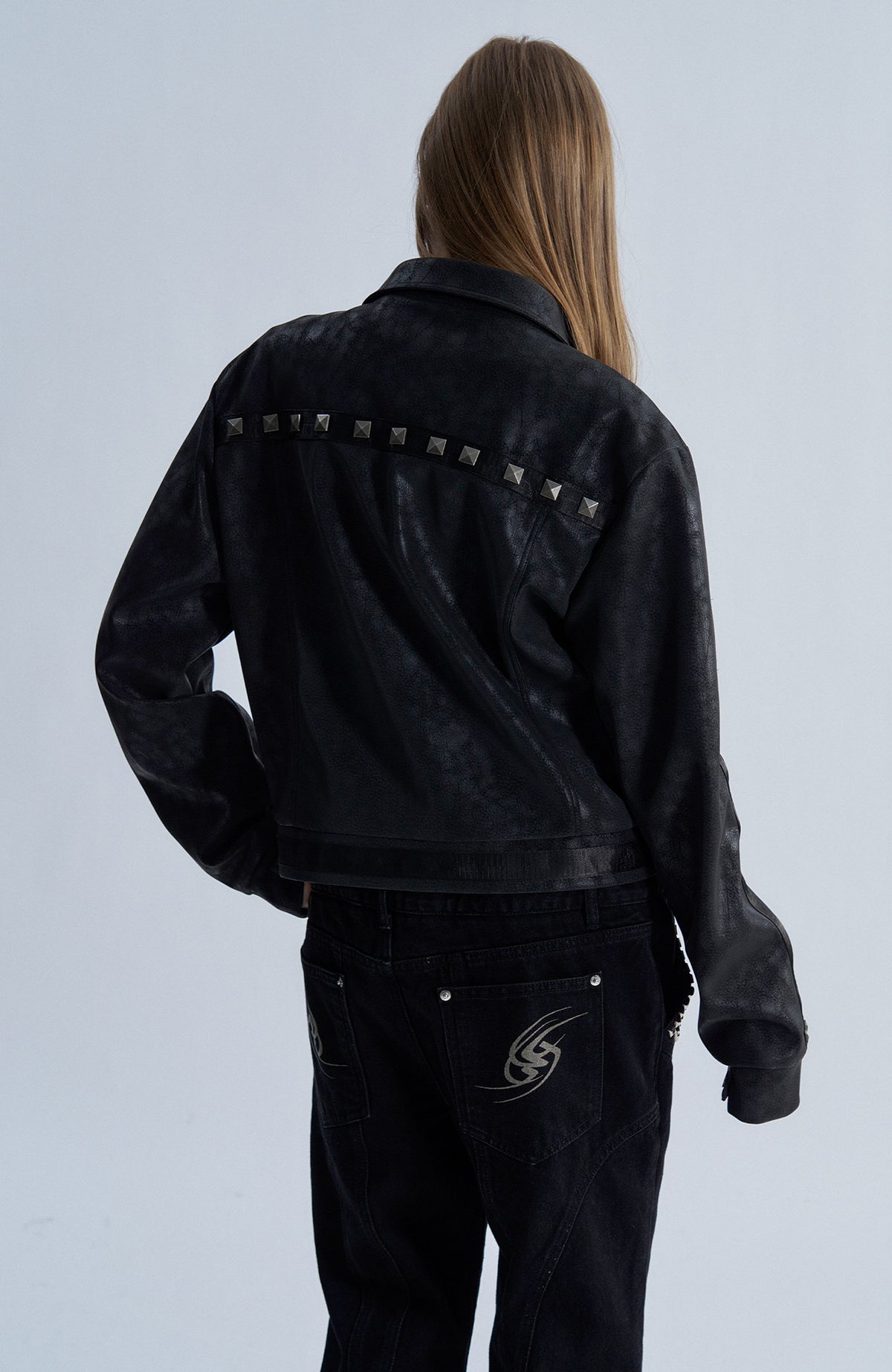 PAIKI Studded Zip-Up Biker Jacket