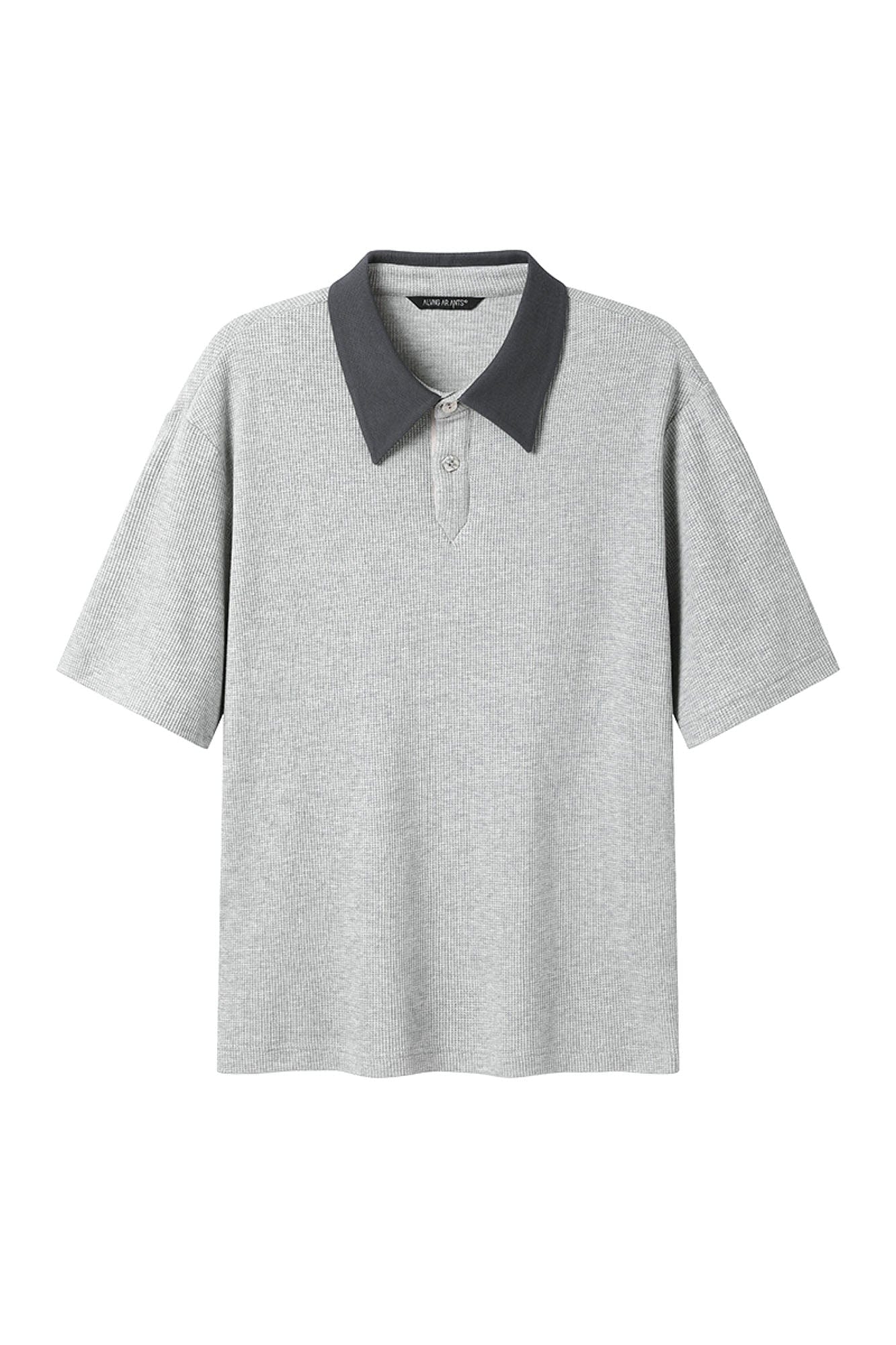 ALVNG AR ANTS Contrast Collar Waffle Knit Polo Shirt, premium urban and streetwear designers apparel on PROJECTISR.com, ALVNG AR ANTS