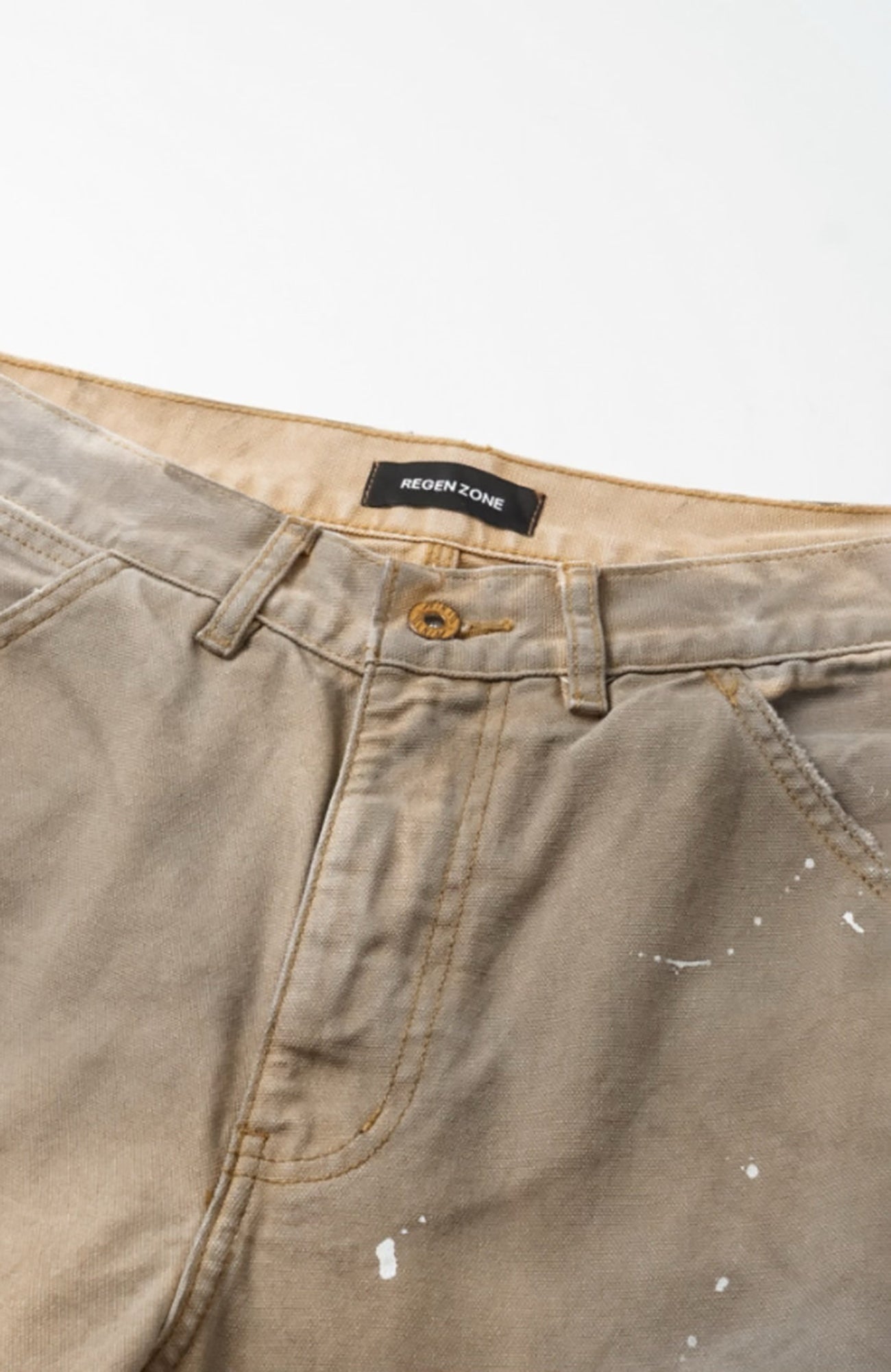 REGEN ZONE Dirty-Washed Cross Graphic Distressed Jeans