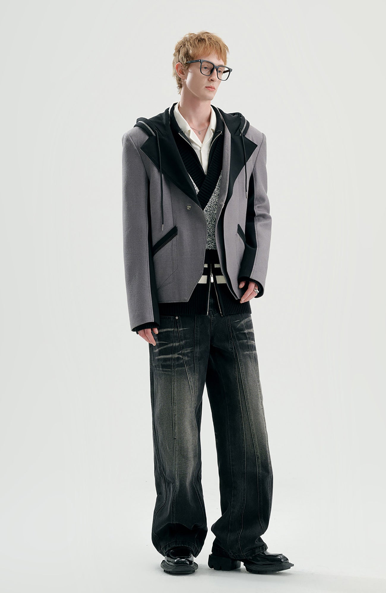 TIWILLTANG Asym Wrap Stripe-Collar Pullover, premium urban and streetwear designers apparel on PROJECTISR.com, TIWILLTANG