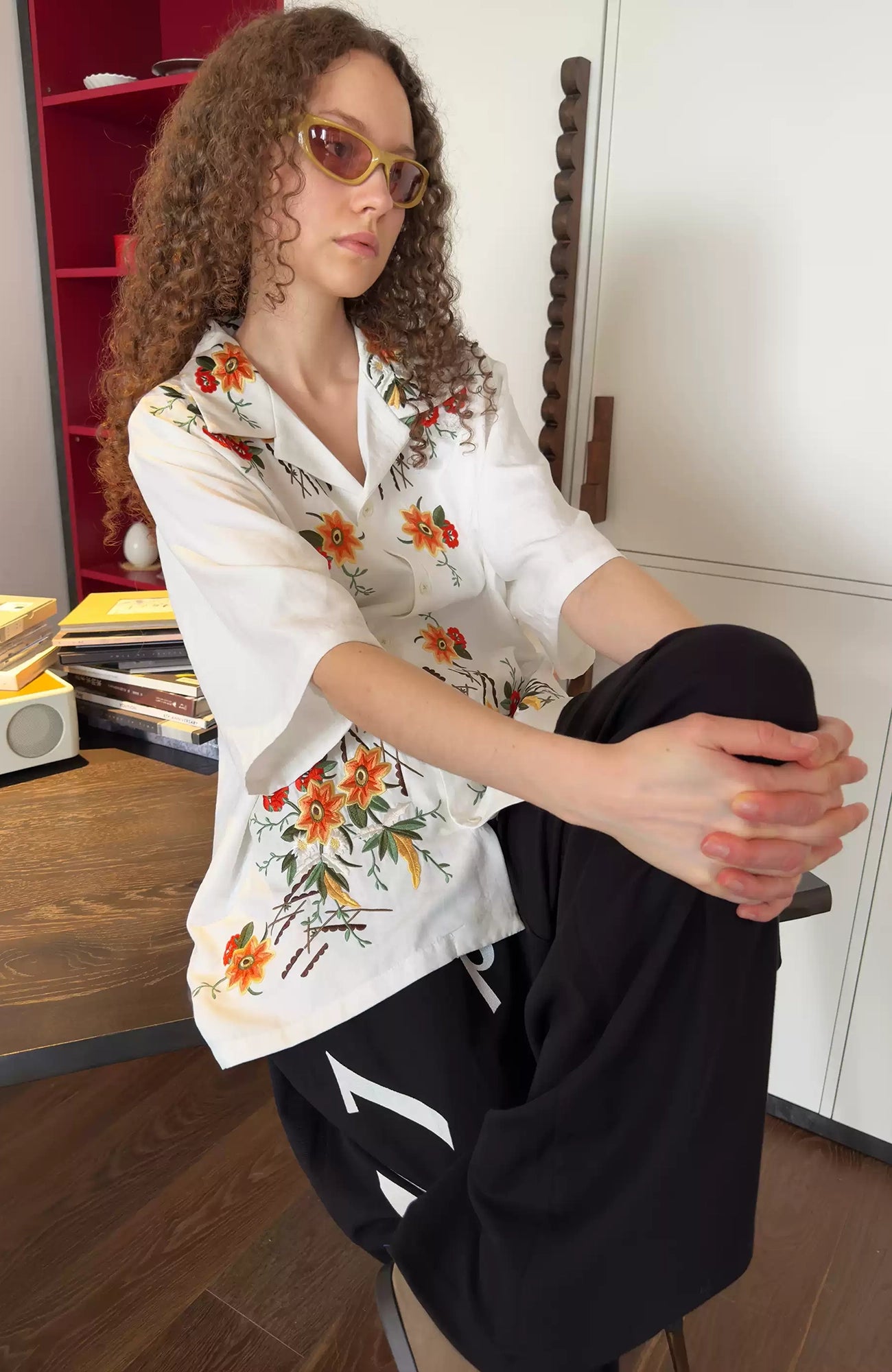 MIICHOUS Botanical Embroidered Half Shirt, premium urban and streetwear designers apparel on PROJECTISR.com, MIICHOUS