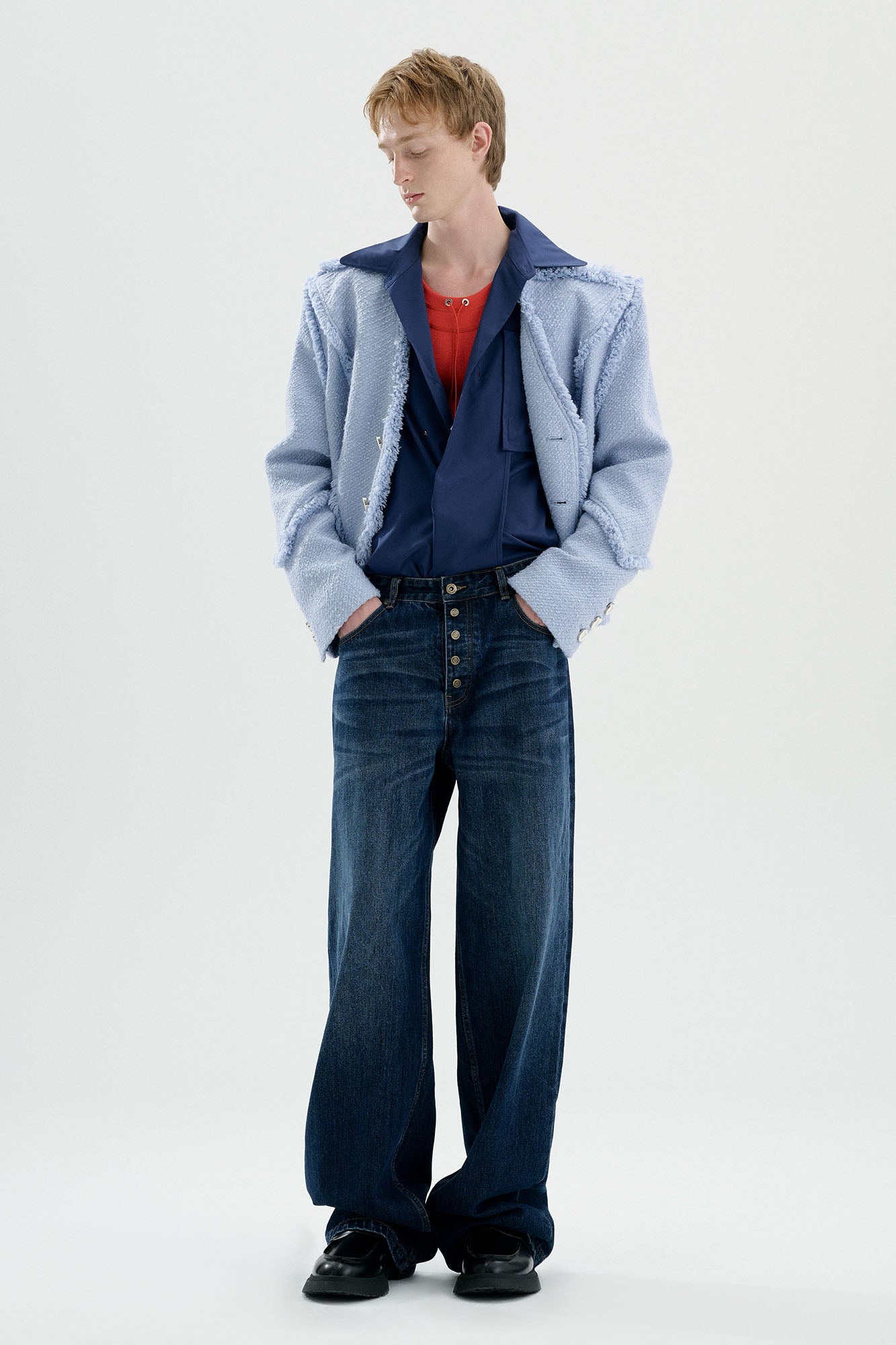 TIWILLTANG Retro Button-Up Straight-Leg Jeans