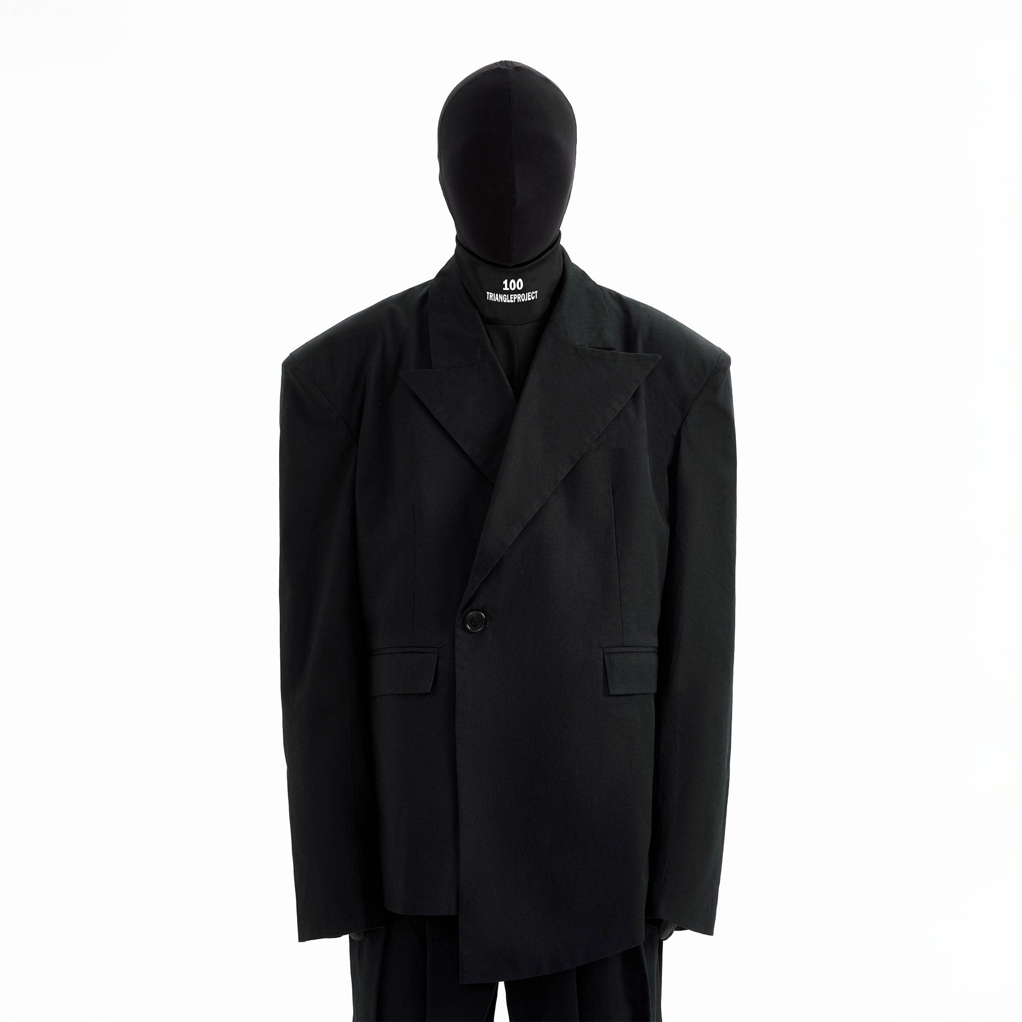 TRIANGLE PROJECT Asymmetrical Padded-Shoulder Oversized Blazer, premium urban and streetwear designers apparel on PROJECTISR.com, TRIANGLE PROJECT