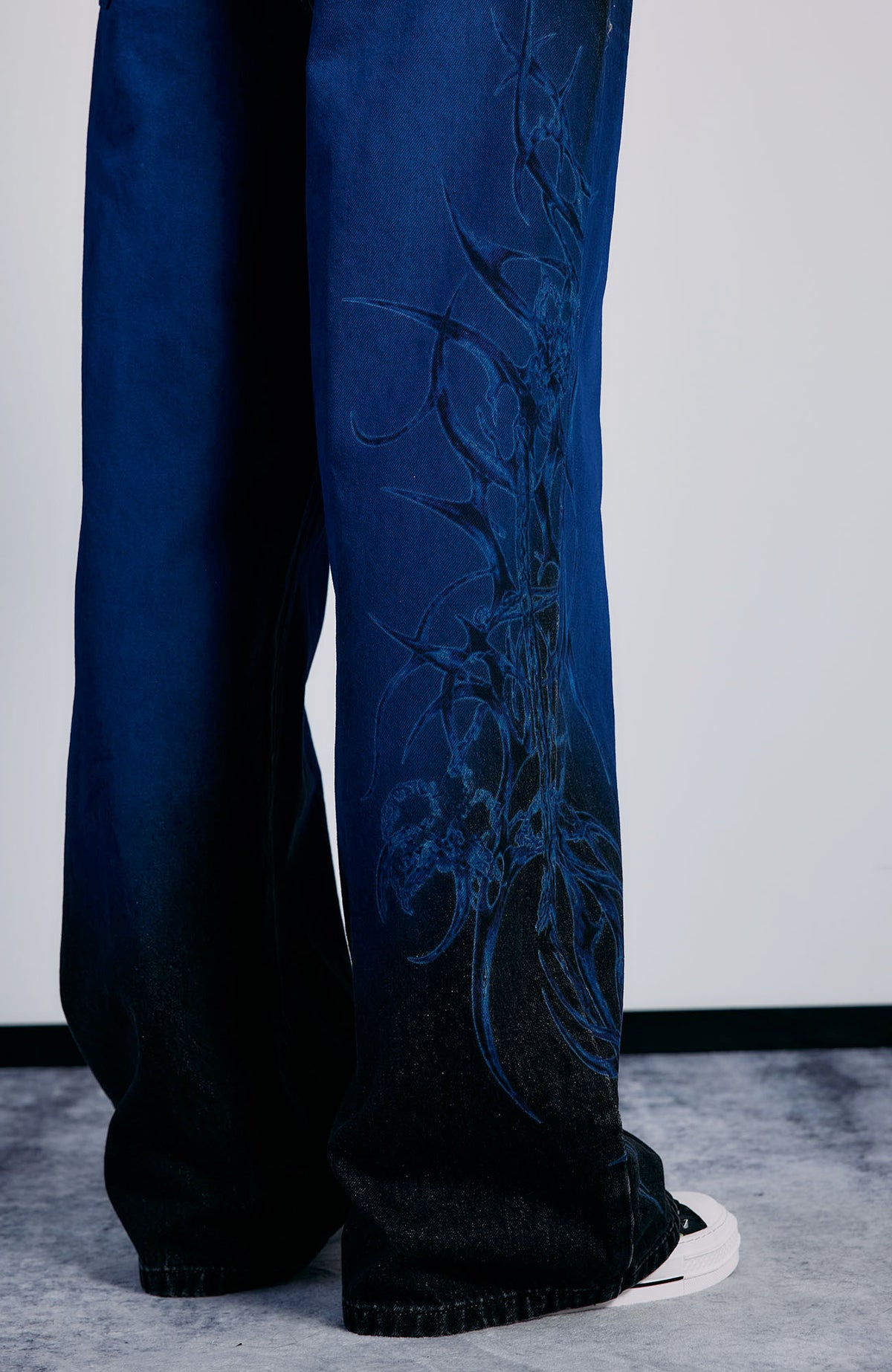 PAIKI Washed Flame Totem Baggy Straight-Leg Jeans