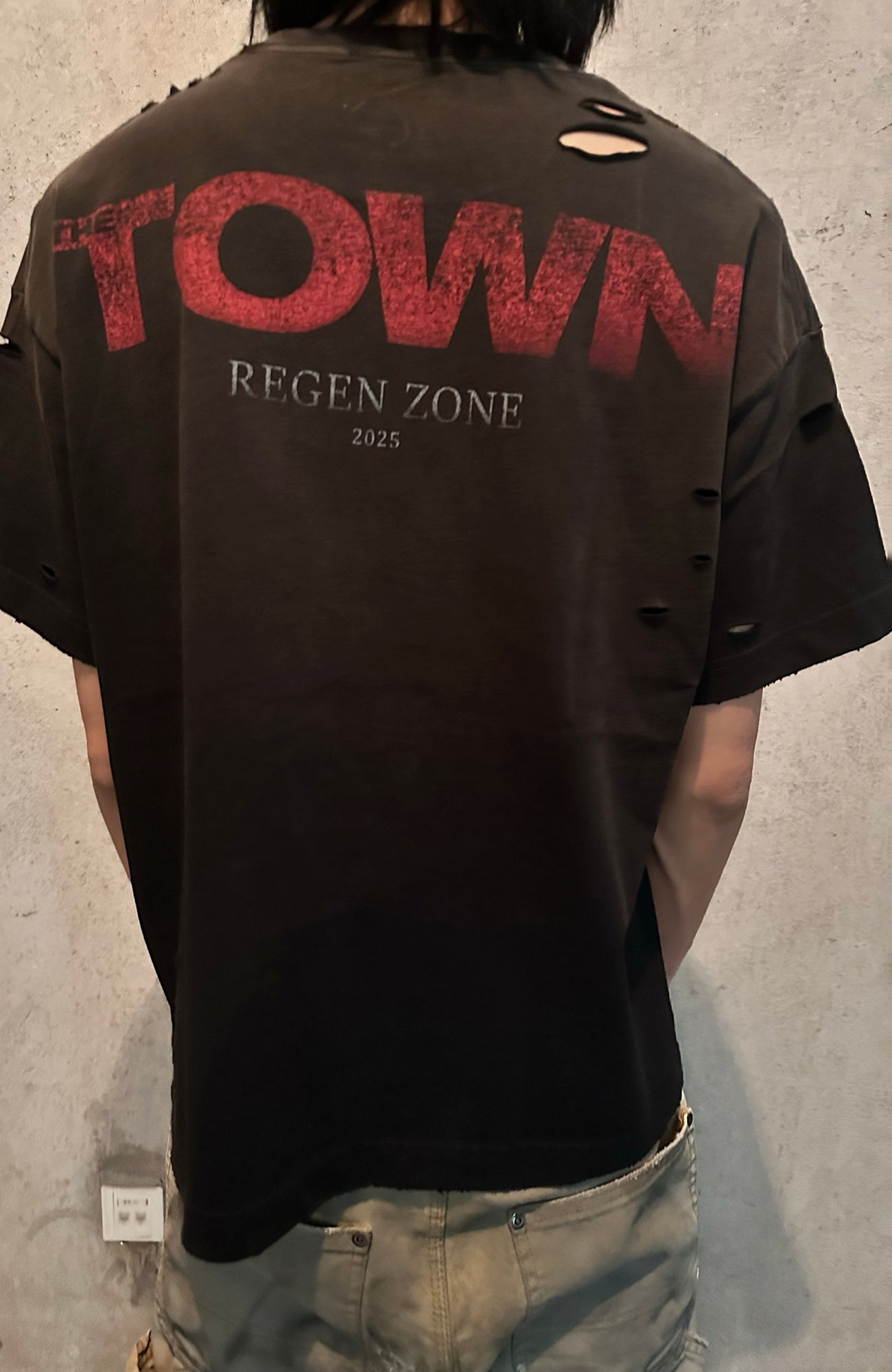 REGEN ZONE Distressed Washed Graphic T-Shirt