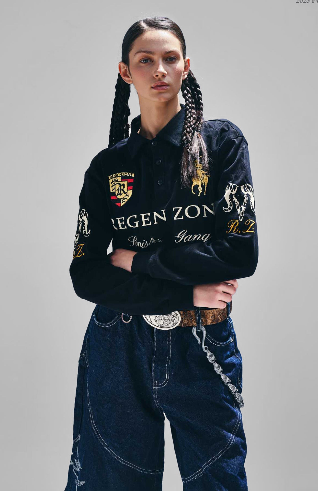 REGEN ZONE Retro Embroidered Fitted Polo