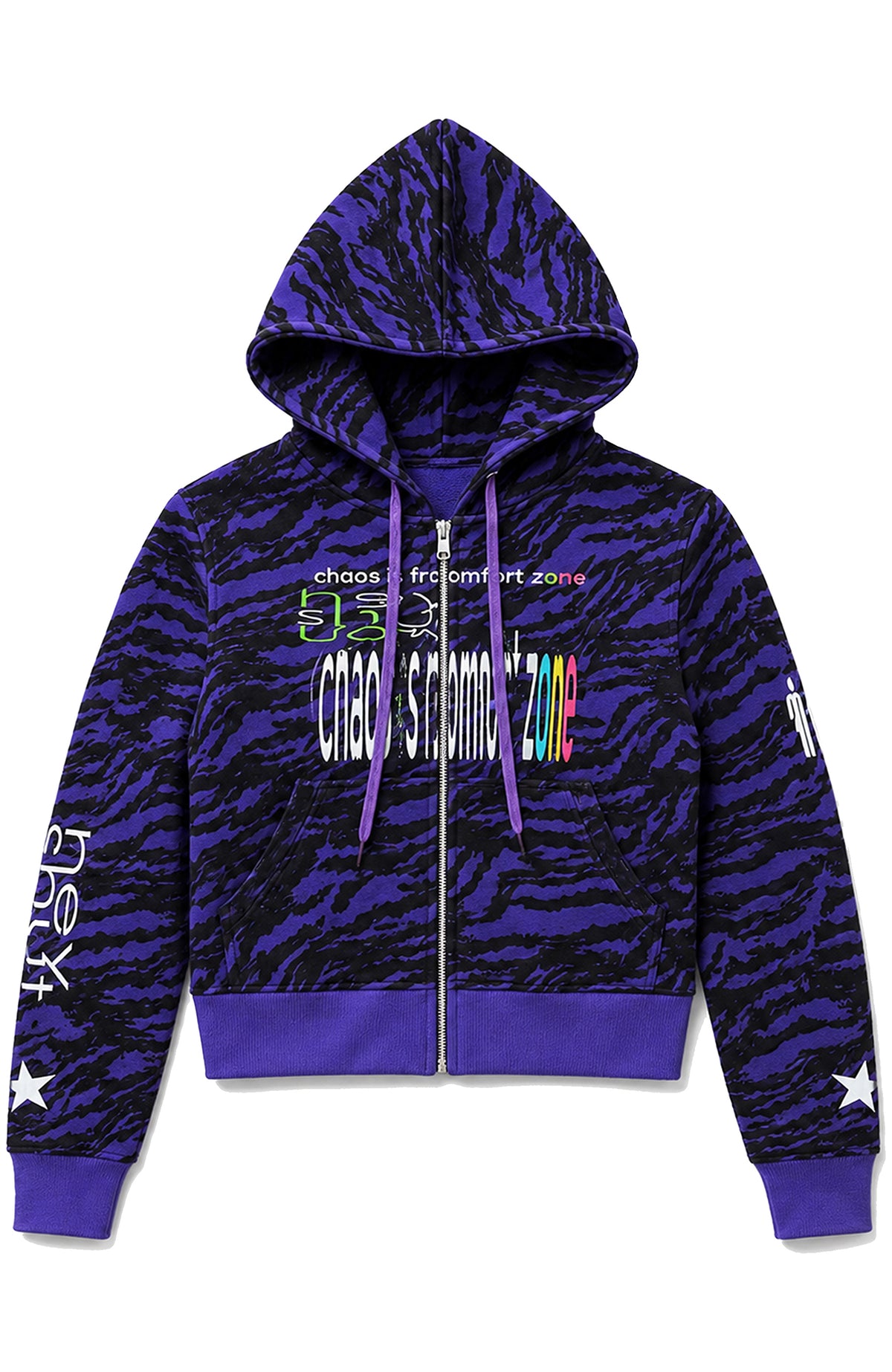 PAIKI Purple Tiger Graphic Zip-Up Hoodie