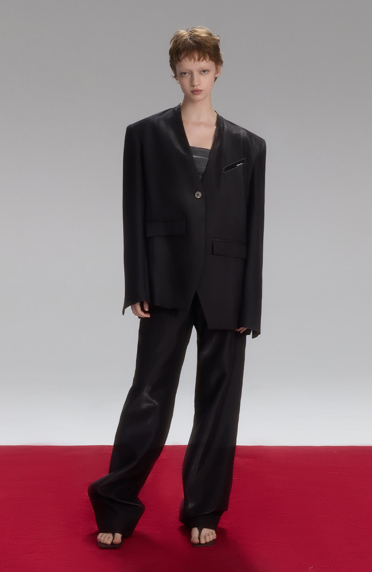 TIWILLTANG Satin Wide-Leg Drape Trousers