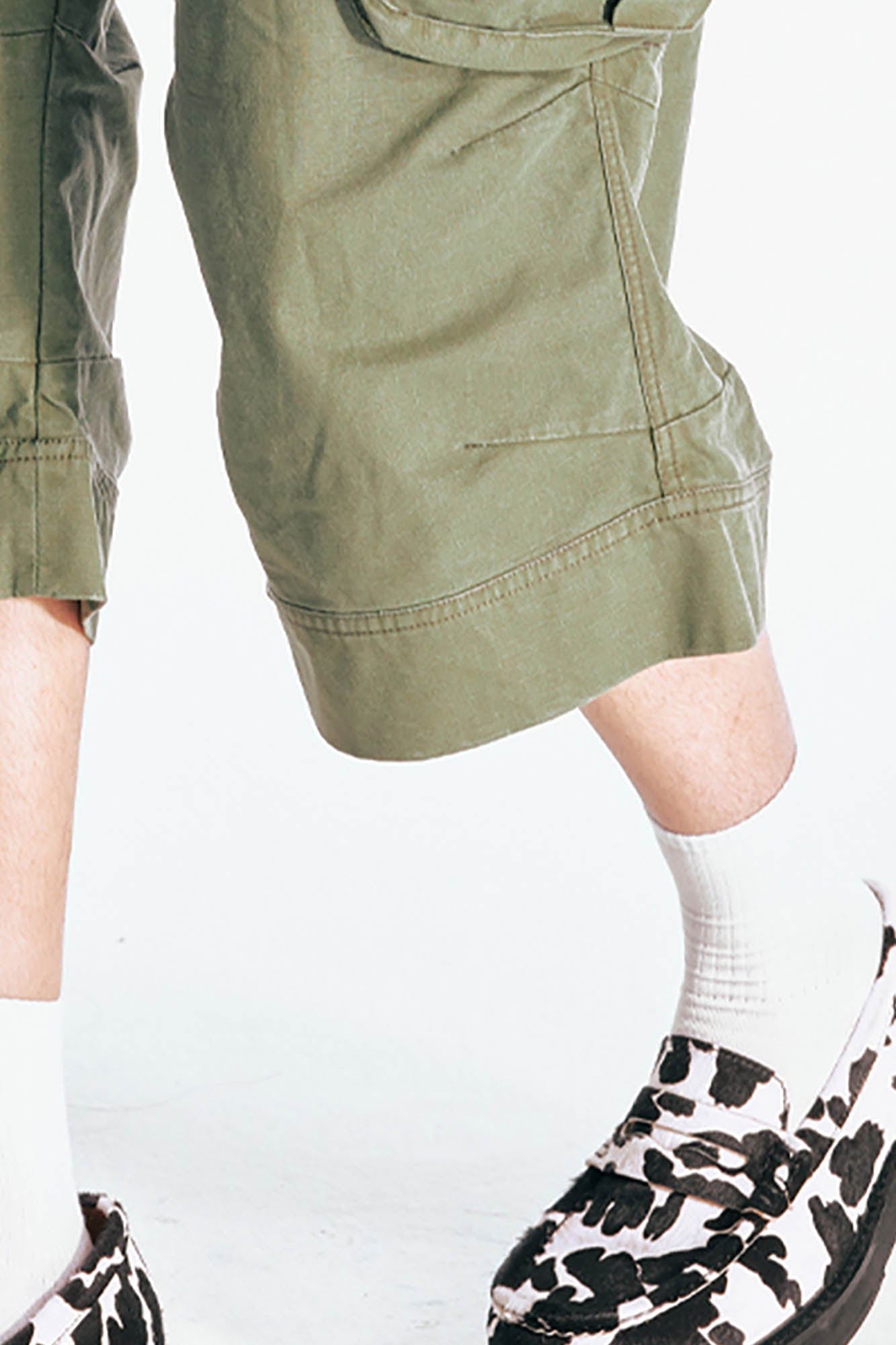 1997 POSTOFFICE Flare Hem Cargo Shorts, premium urban and streetwear designers apparel on PROJECTISR.com, 1997 POSTOFFICE