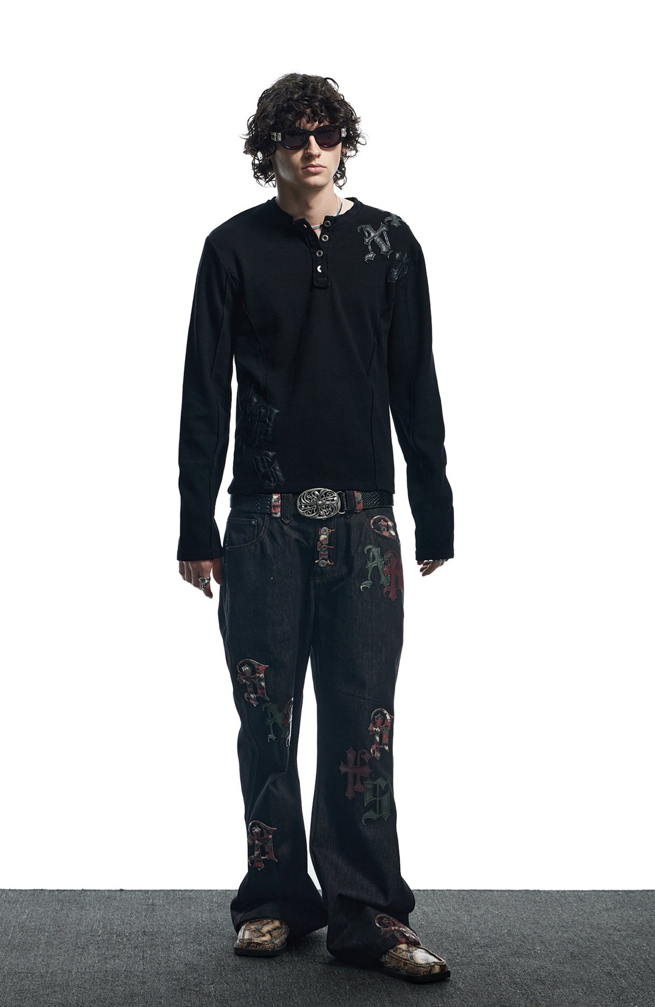 DND4DES  Waffle-Knit Gothic Henley Long-Sleeve Tee, premium urban and streetwear designers apparel on PROJECTISR.com, DND4DES