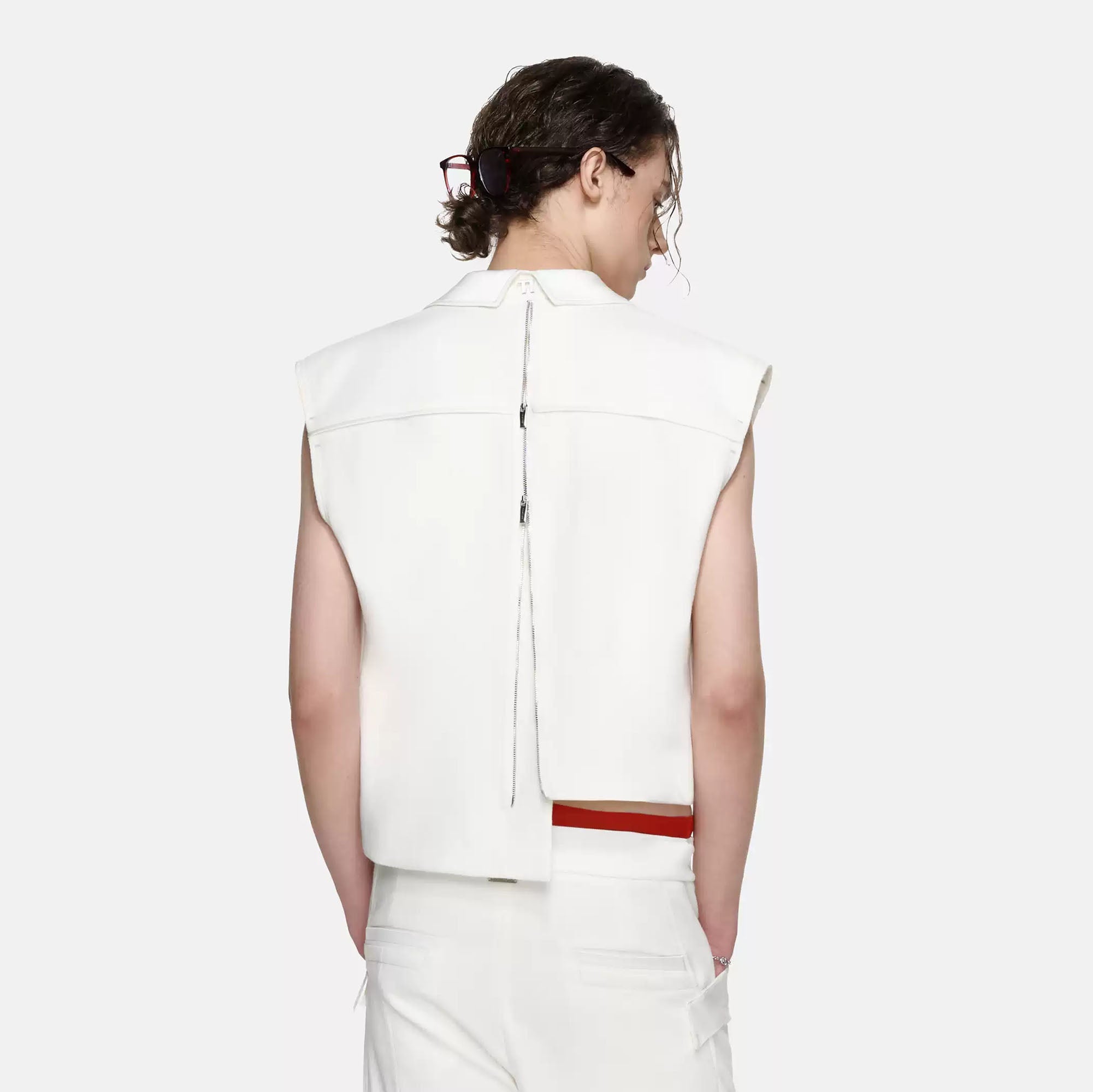TIWILLTANG Asymmetrical Lapel Vest White, premium urban and streetwear designers apparel on PROJECTISR.com, TIWILLTANG