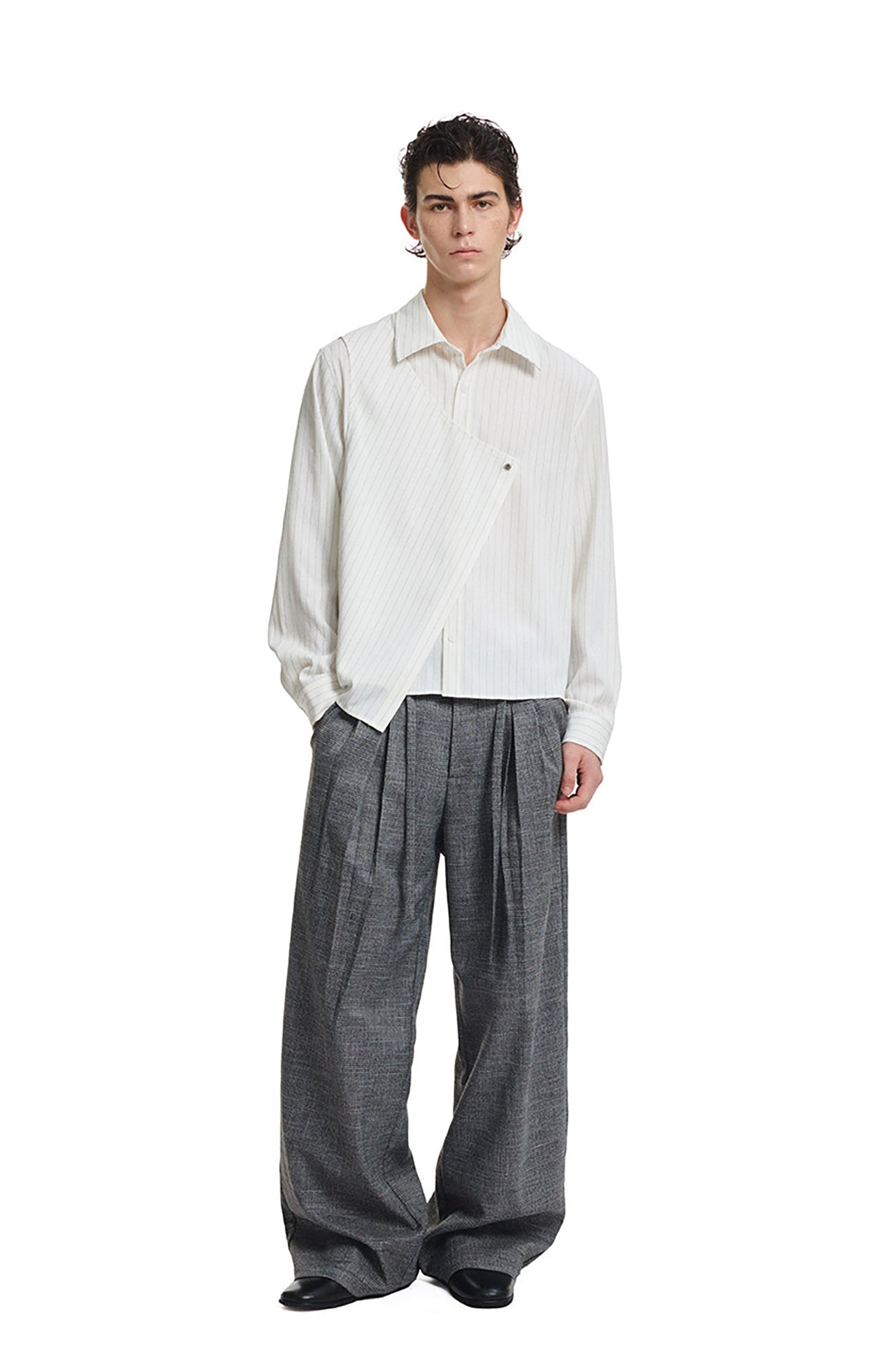 KREATE Asymmetric Layered Stripe Shirt