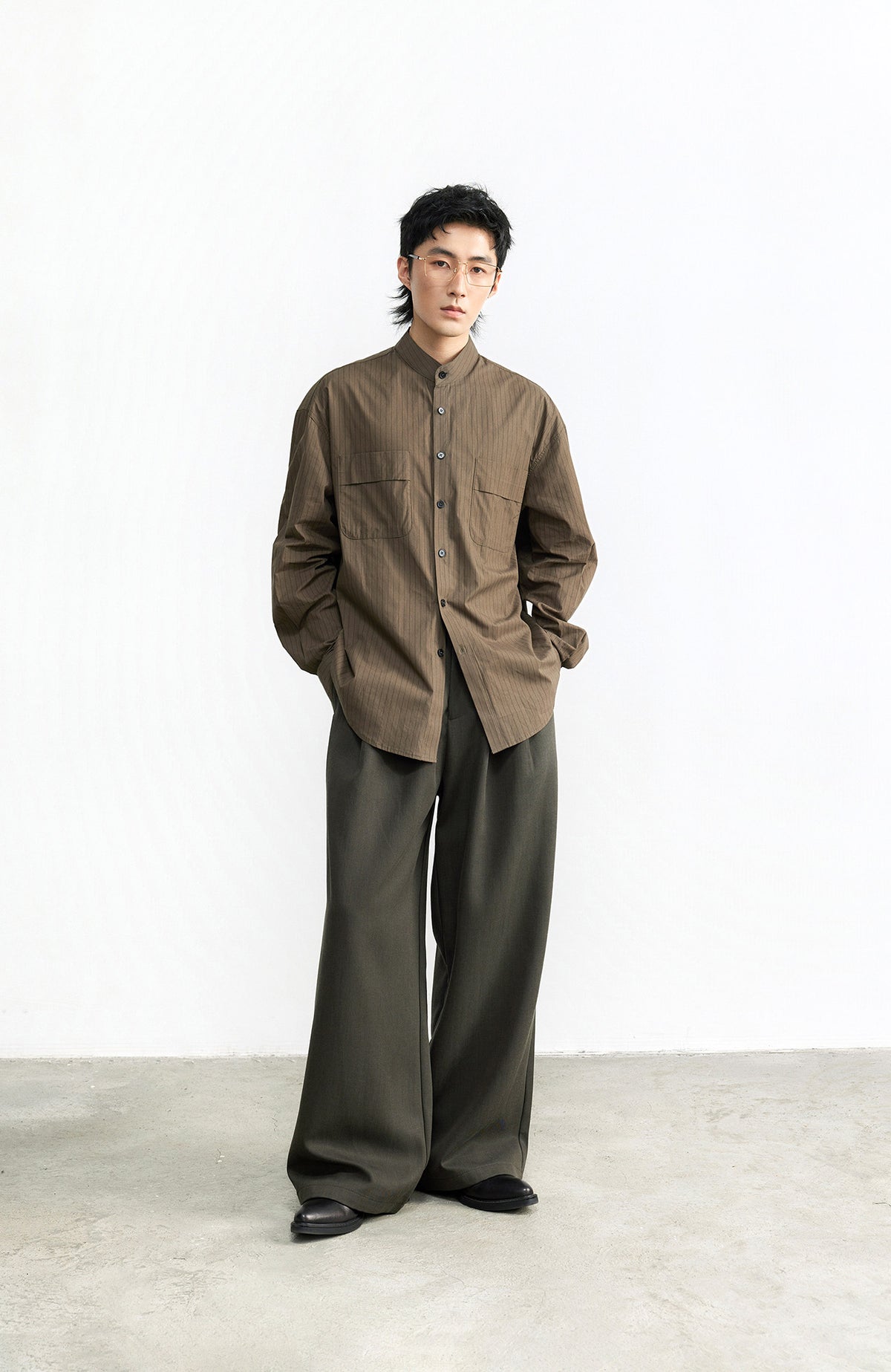 SAMMOKONPA Retro Double-Pleat Wide-Leg Trousers