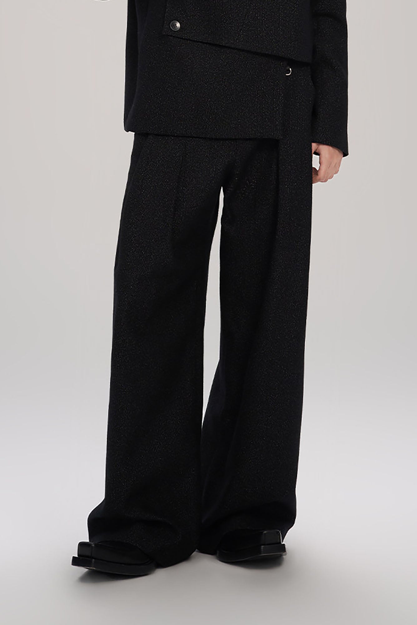 TIWILLTANG Classic Pleats Wool-Blend Wide-Leg Pants
