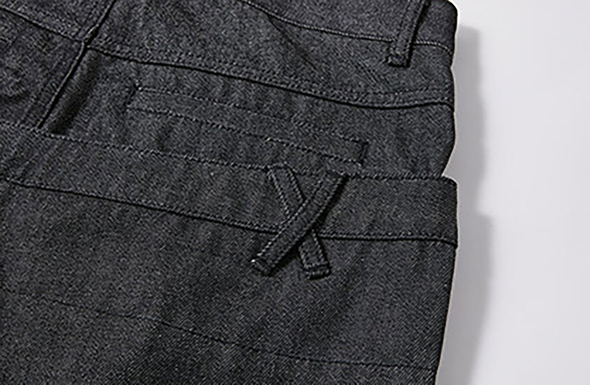 KREATE Double-Waistband Raw Denim Straight-Leg Jeans