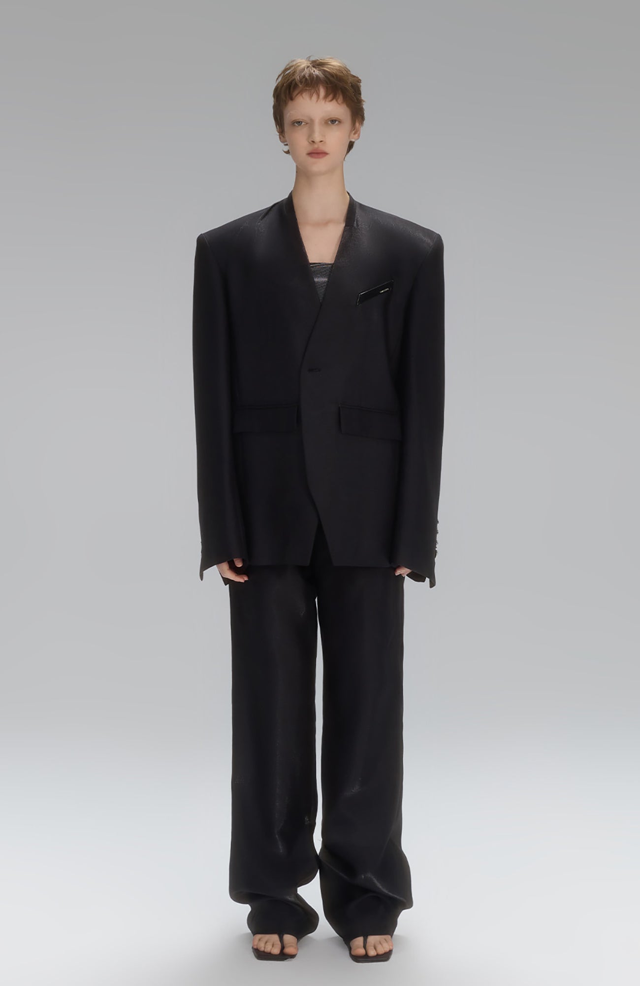 TIWILLTANG Satin Wide-Leg Drape Trousers