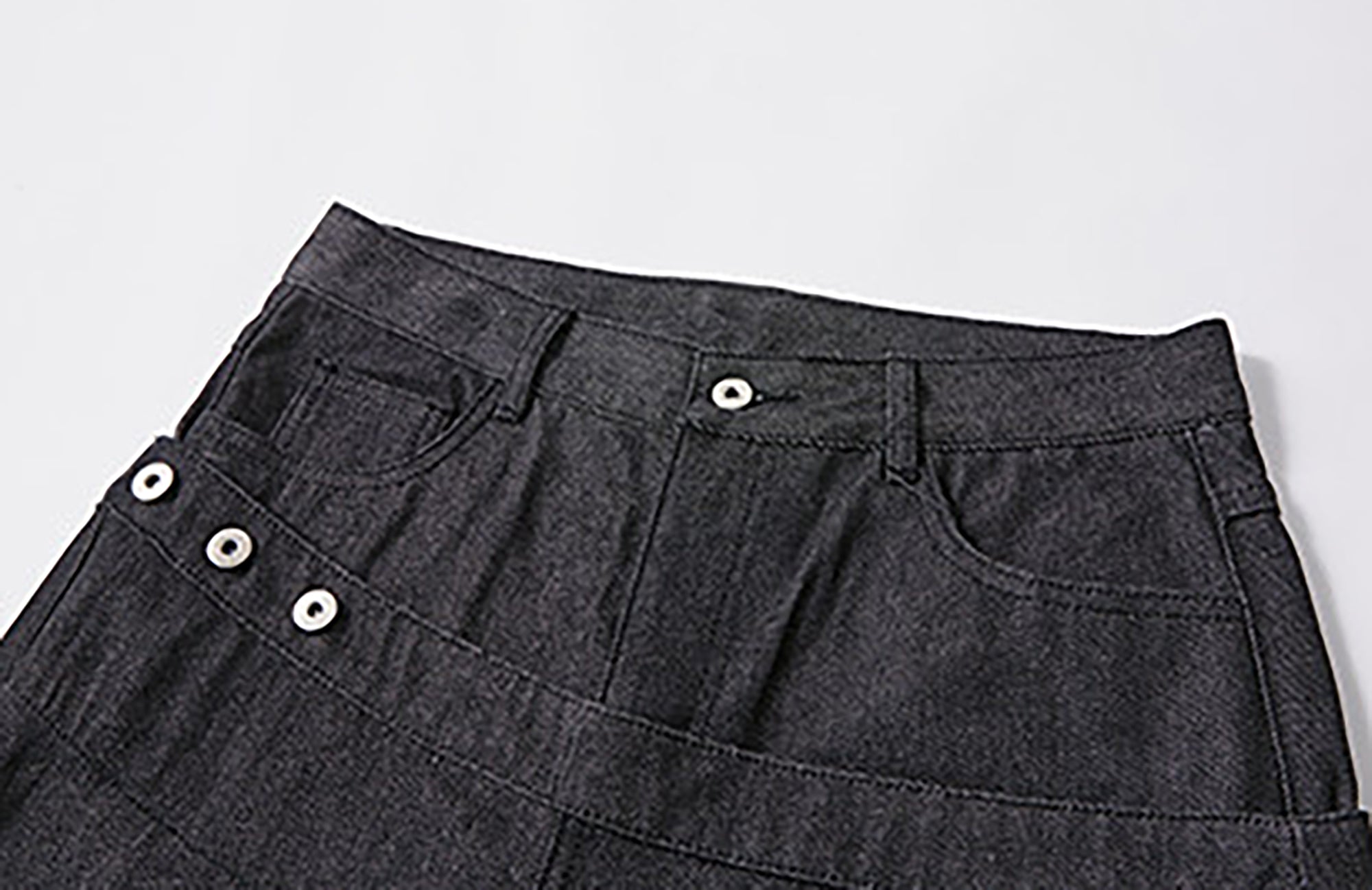 KREATE Double-Waistband Raw Denim Straight-Leg Jeans