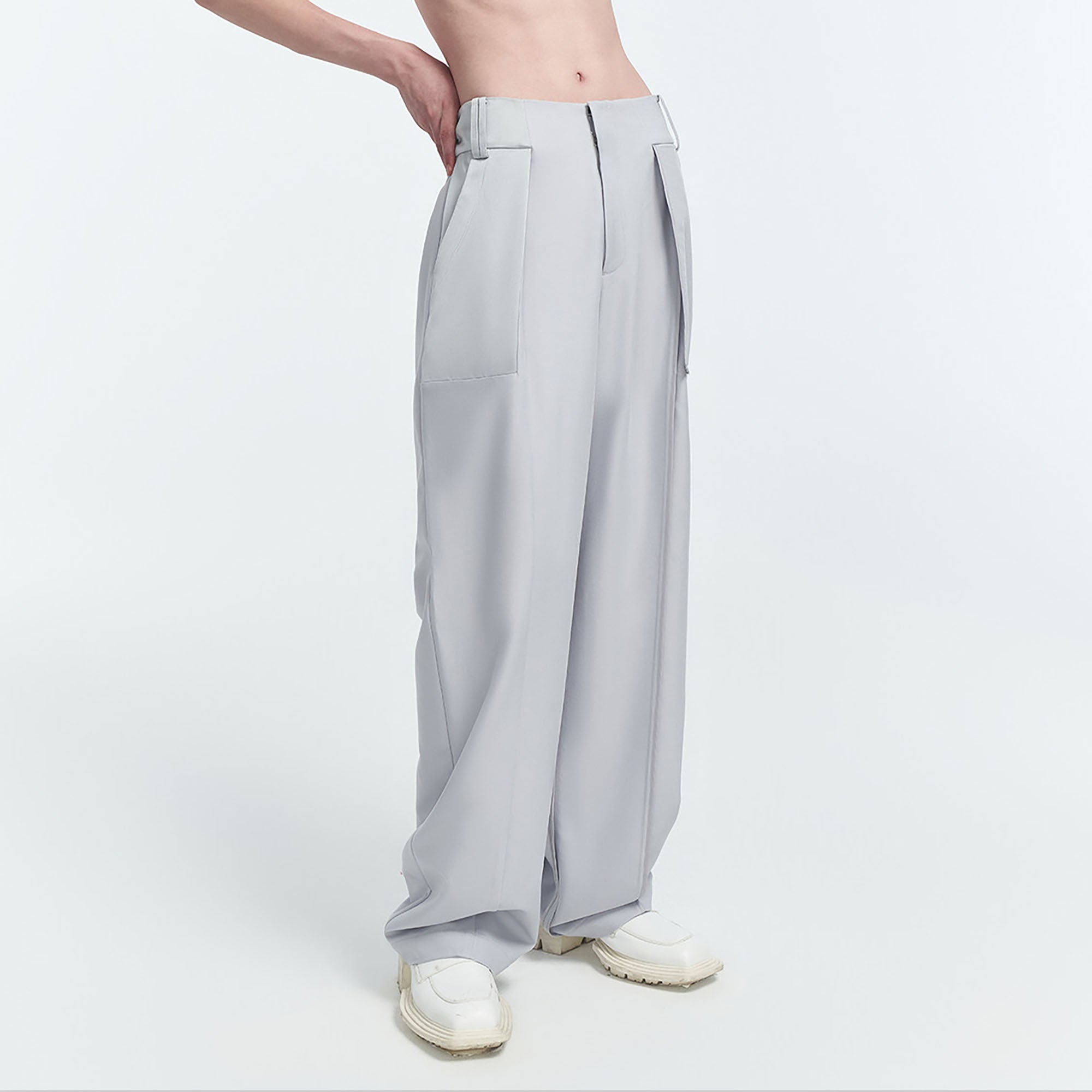 TIWILLTANG Satin Panel Straight-Leg Pants