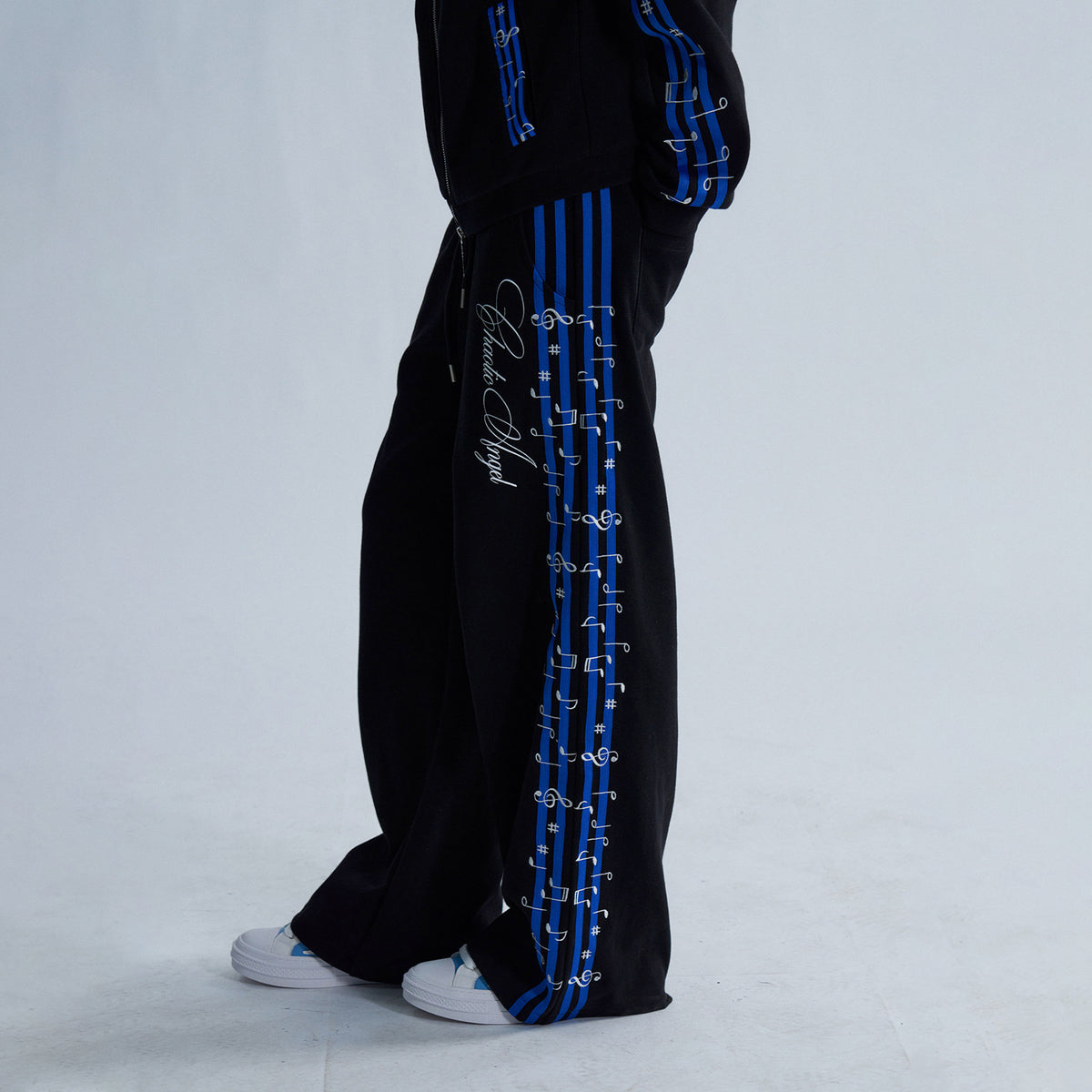 PAIKI Striped Double-Waistband Straight-Leg Sweatpants