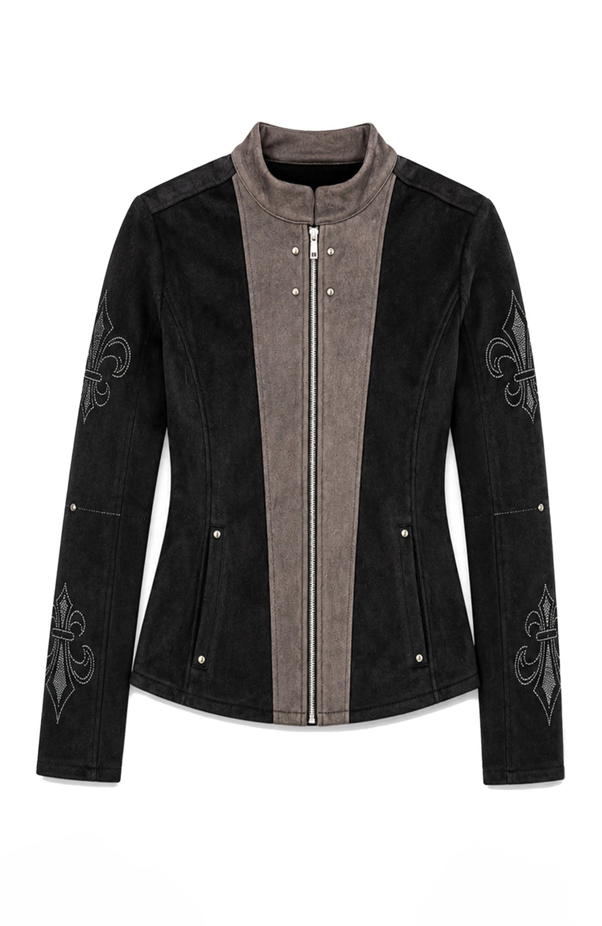 PAIKI Iris Totem Spliced Suede Fitted Jacket