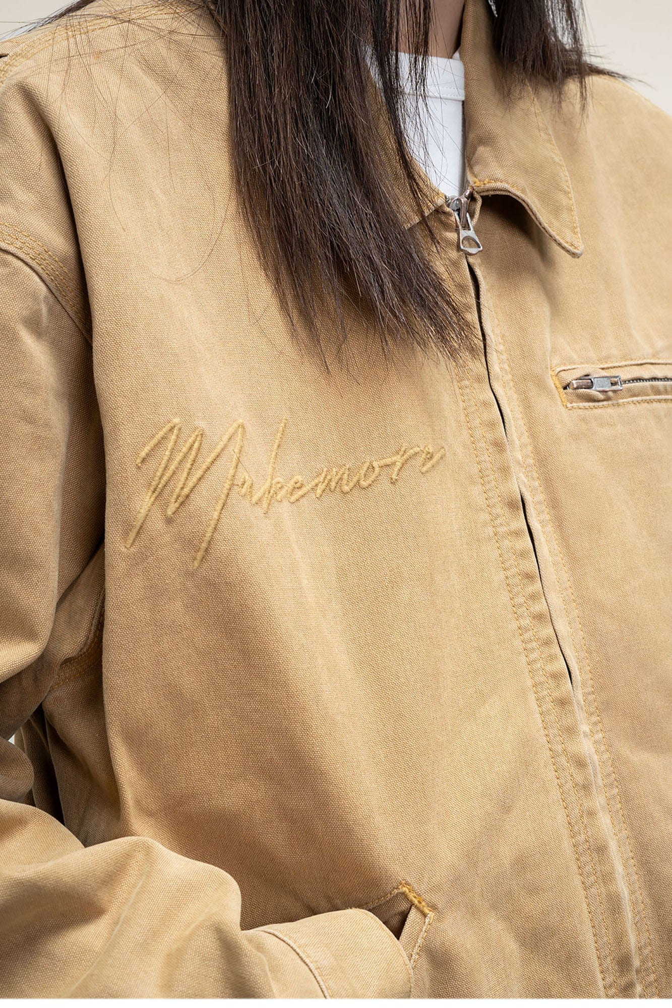 MAKEMORE Distressed Frayed Patch Utility Jacket, premium urban and streetwear designers apparel on PROJECTISR.com, MAKEMORE