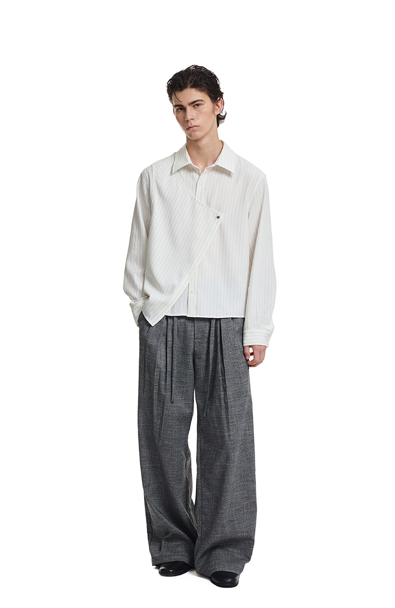 KREATE Asymmetric Layered Stripe Shirt