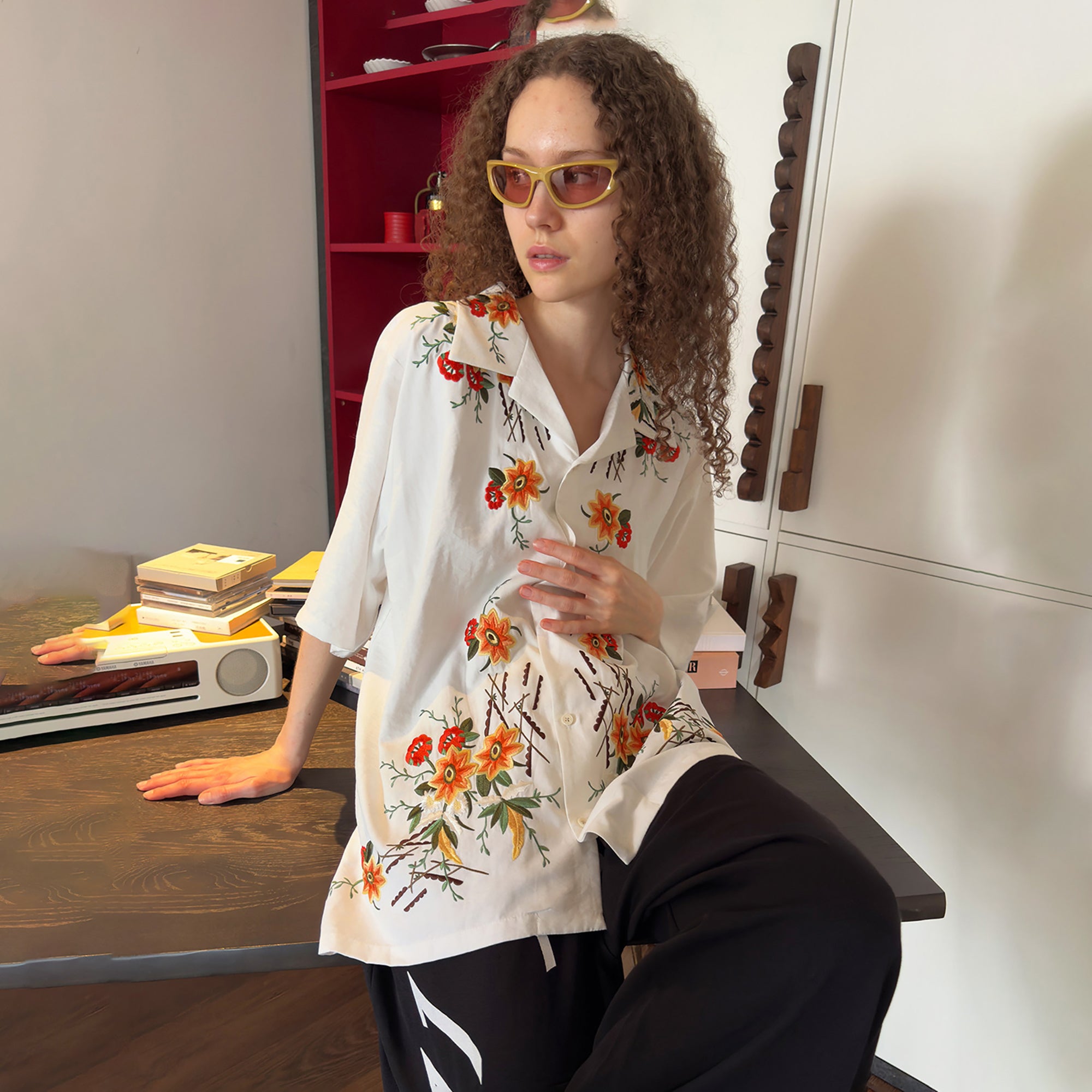 MIICHOUS Botanical Embroidered Half Shirt, premium urban and streetwear designers apparel on PROJECTISR.com, MIICHOUS
