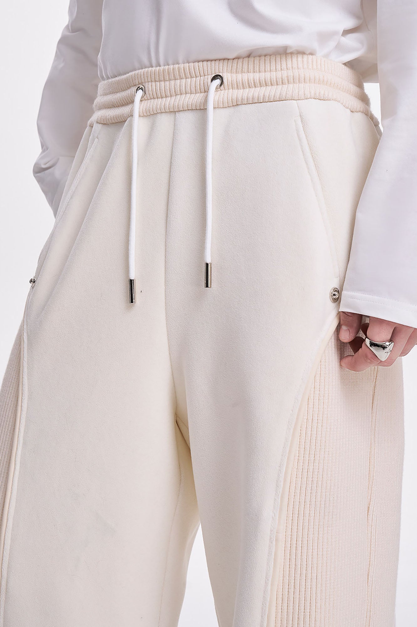 TIWILLTANG Ribbed Contrast Panel Oversized Sweatpants