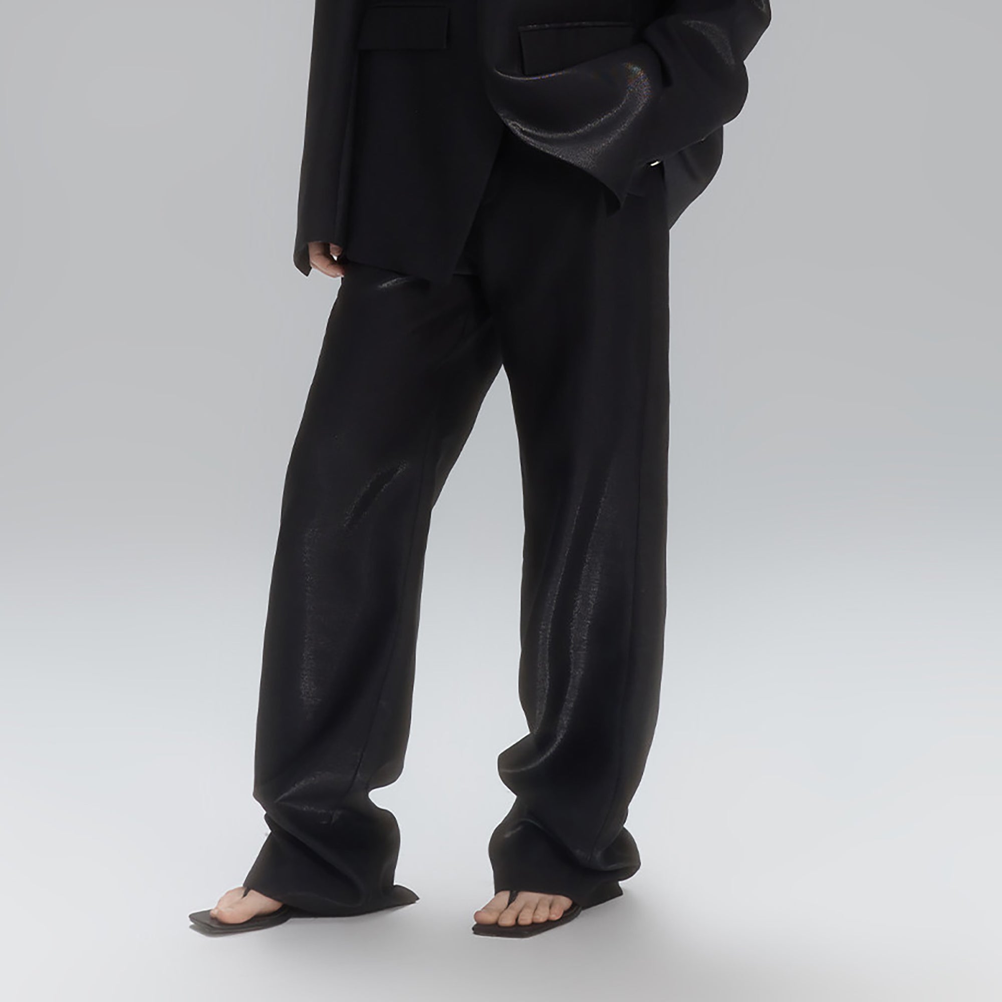 TIWILLTANG Satin Wide-Leg Drape Trousers