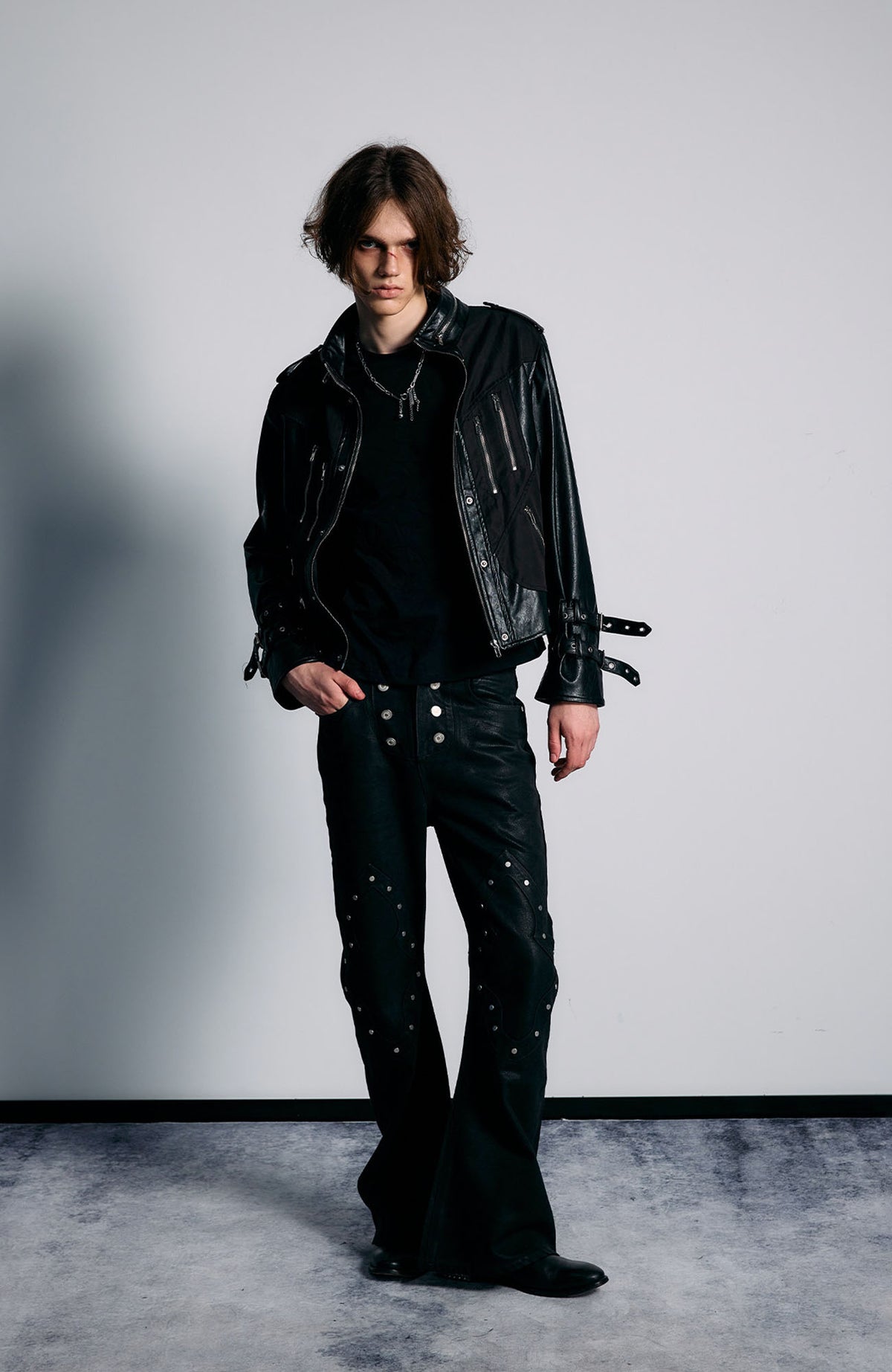 PAIKI Strapped Structured Slim Biker Jacket