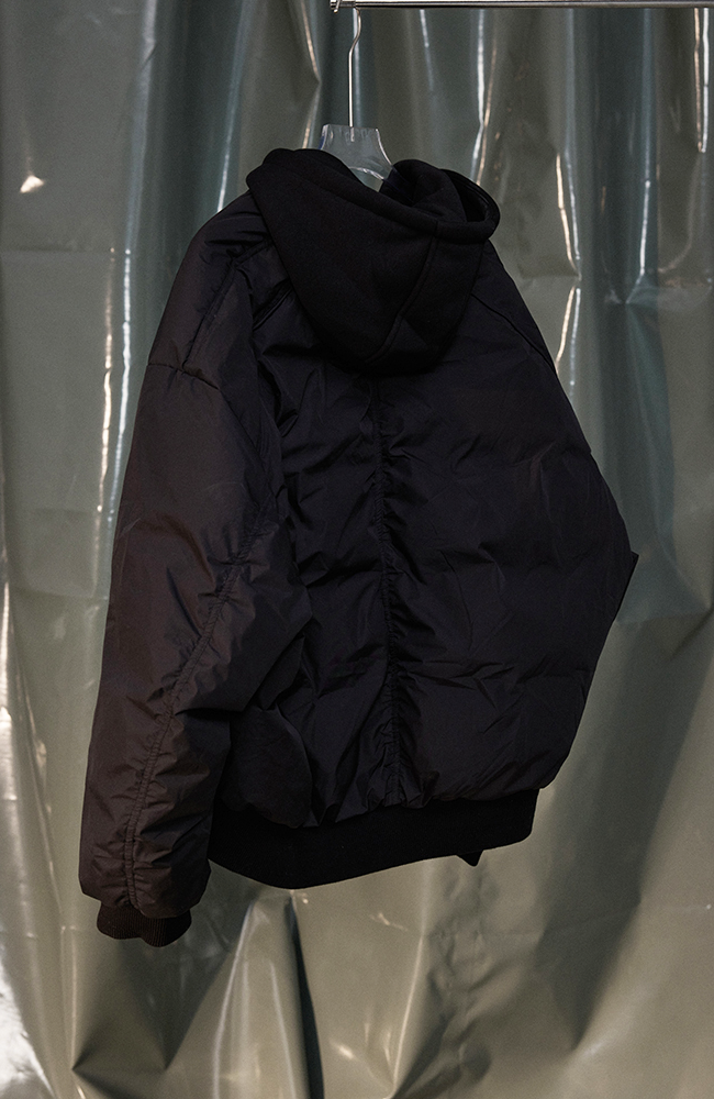 RECOVER ZONE Ruched Layered Hooded Down Jacket