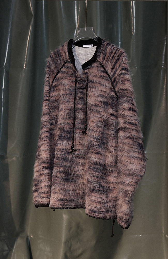 RECOVER ZONE Striped Mohair Drawstring Sweater