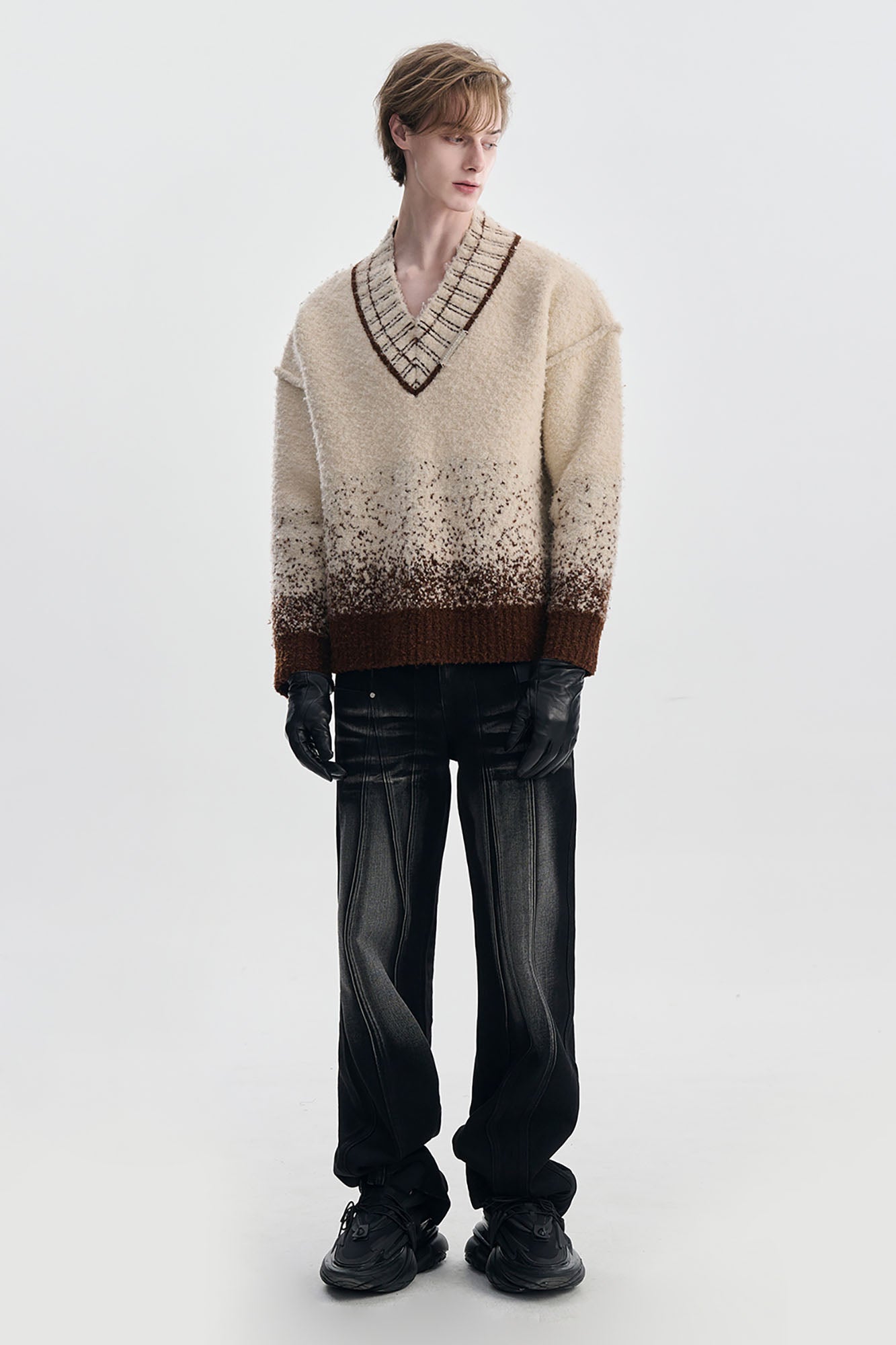 TIWILLTANG Gradient Wool V-Neck Sweater
