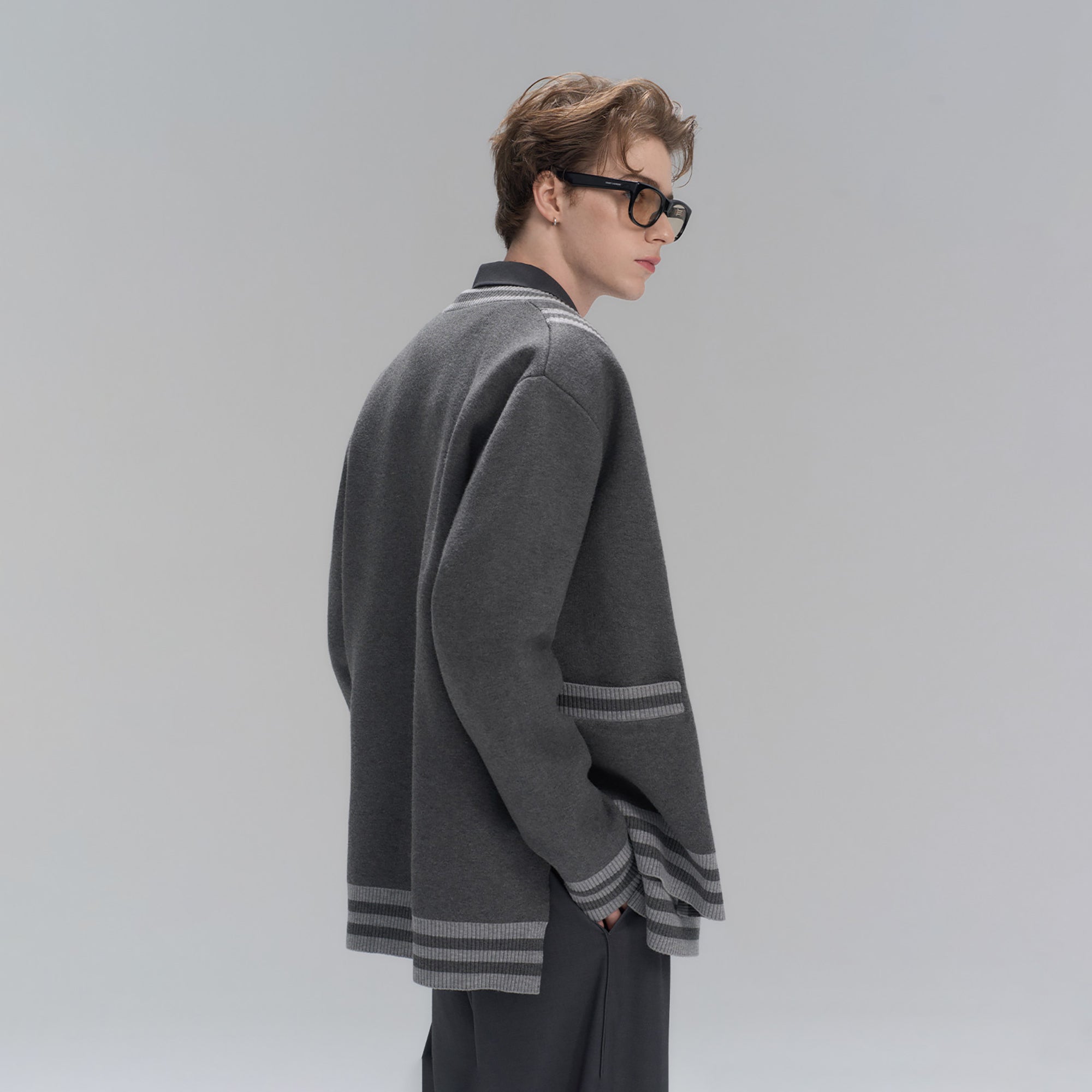 TIWILLTANG Layered Placket Knit Cardigan